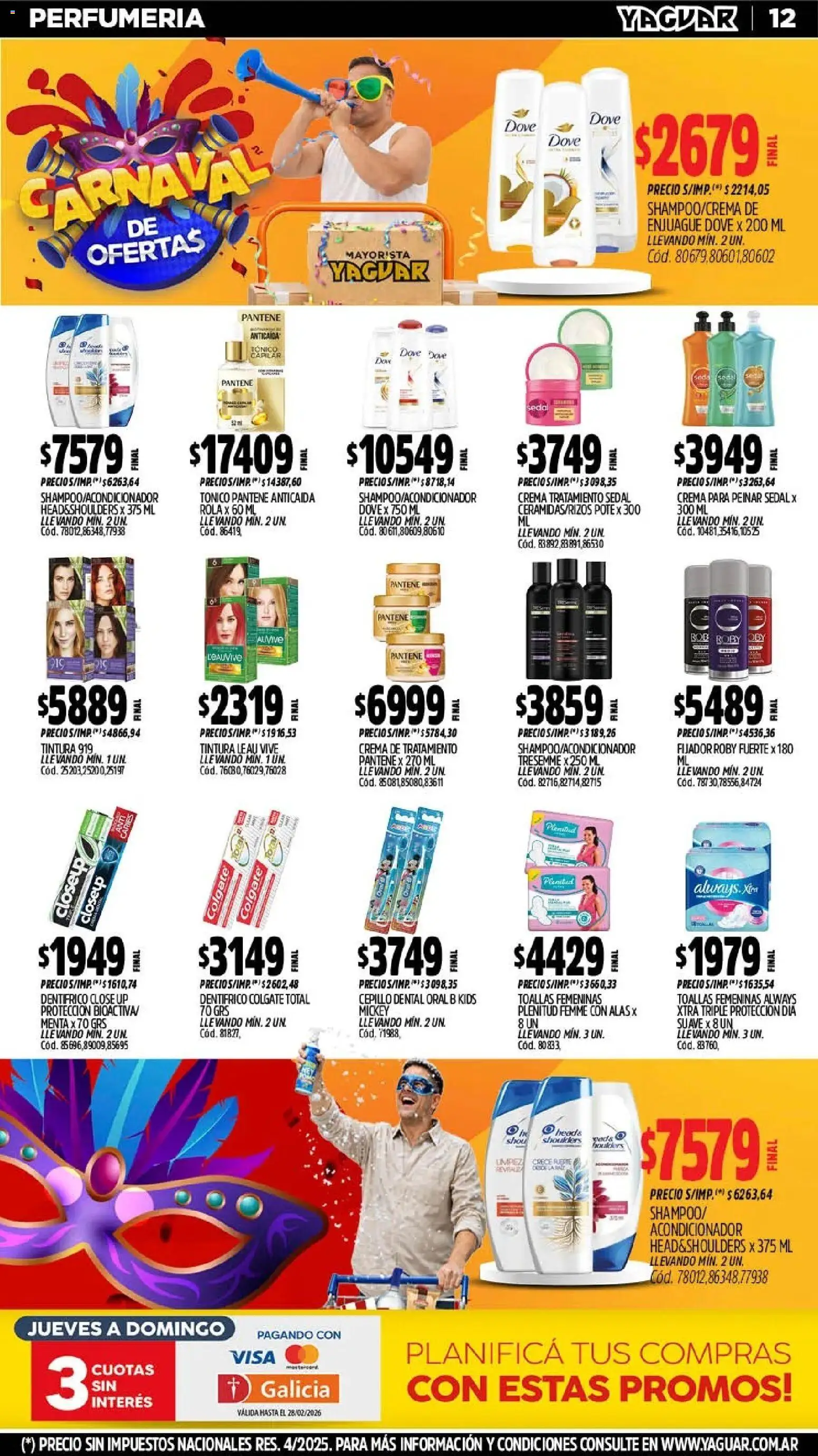 Yaguar - Oferta Semanal Salta │ válido desde el 09.02.2026 | Página: 12 | Productos: Toallas, Cepillo, Acondicionador, Crema