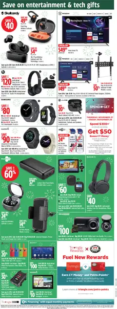 Preview of Canadian Tire weekly flyer from shop Canadian Tire valid from 27.11.2025 | Page: 28 | Products: Phone, Tv, Headphones, Camera