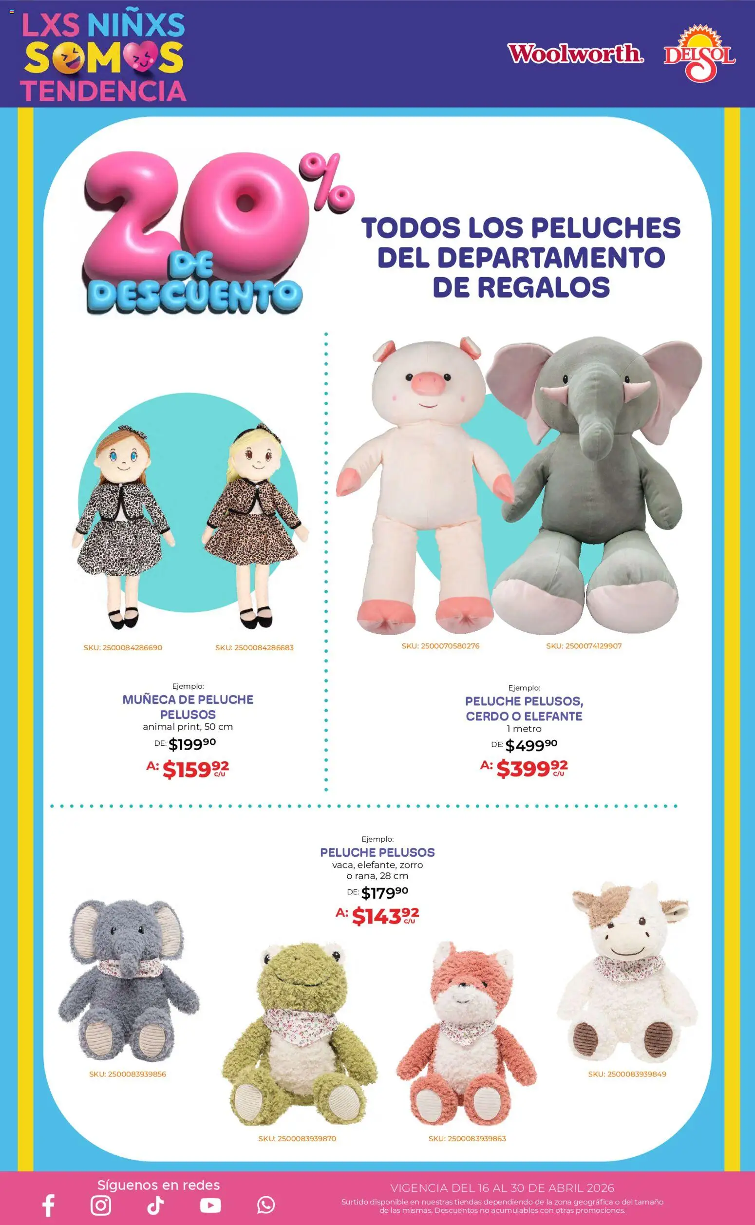 Nuevas ofertas de Del Sol y Woolworth válidas en toda la República Mexicana desde el 16.04.2026. ¡Encuentra las mejores ofertas en Del Sol y Woolworth katalog Día del Niño 2026! | Página: 19 | Productos: Cerdo