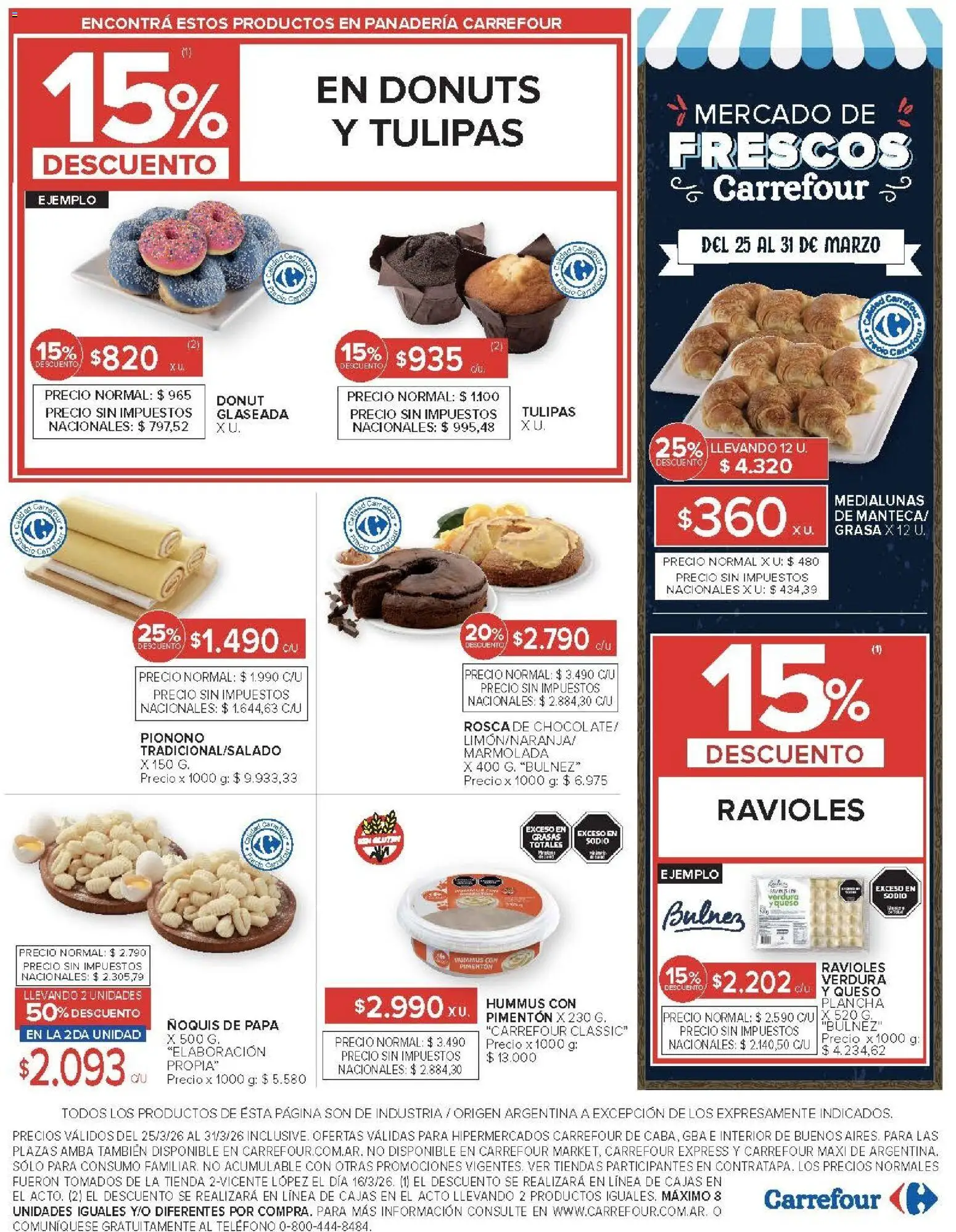 Carrefour ofertas │ válido desde el 25.03.2026 | Página: 22 | Productos: Panadería, Papa, Pimentón, Pionono