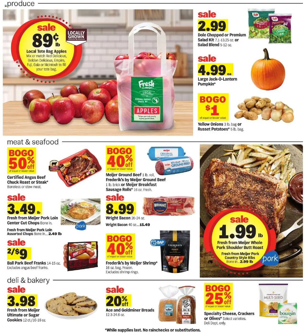 Meijer Weekly Ad - valid from 15.10.2025 | Page: 2 | Products: Pork, Apples, Sausage, Bag