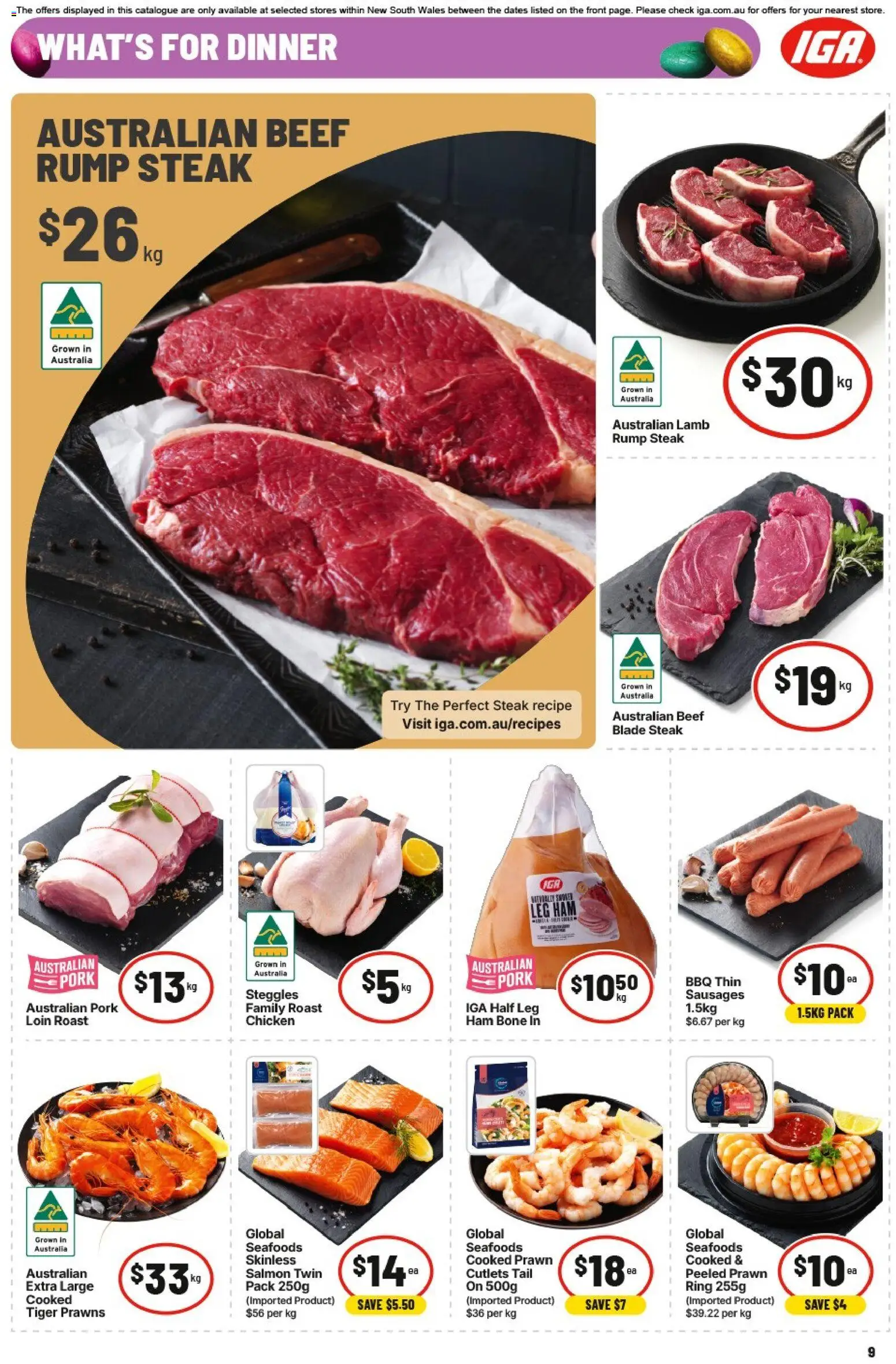 IGA catalogue - valid from 01.04.2026 | Page: 12 | Products: Ham, Pork, Beef, Prawns
