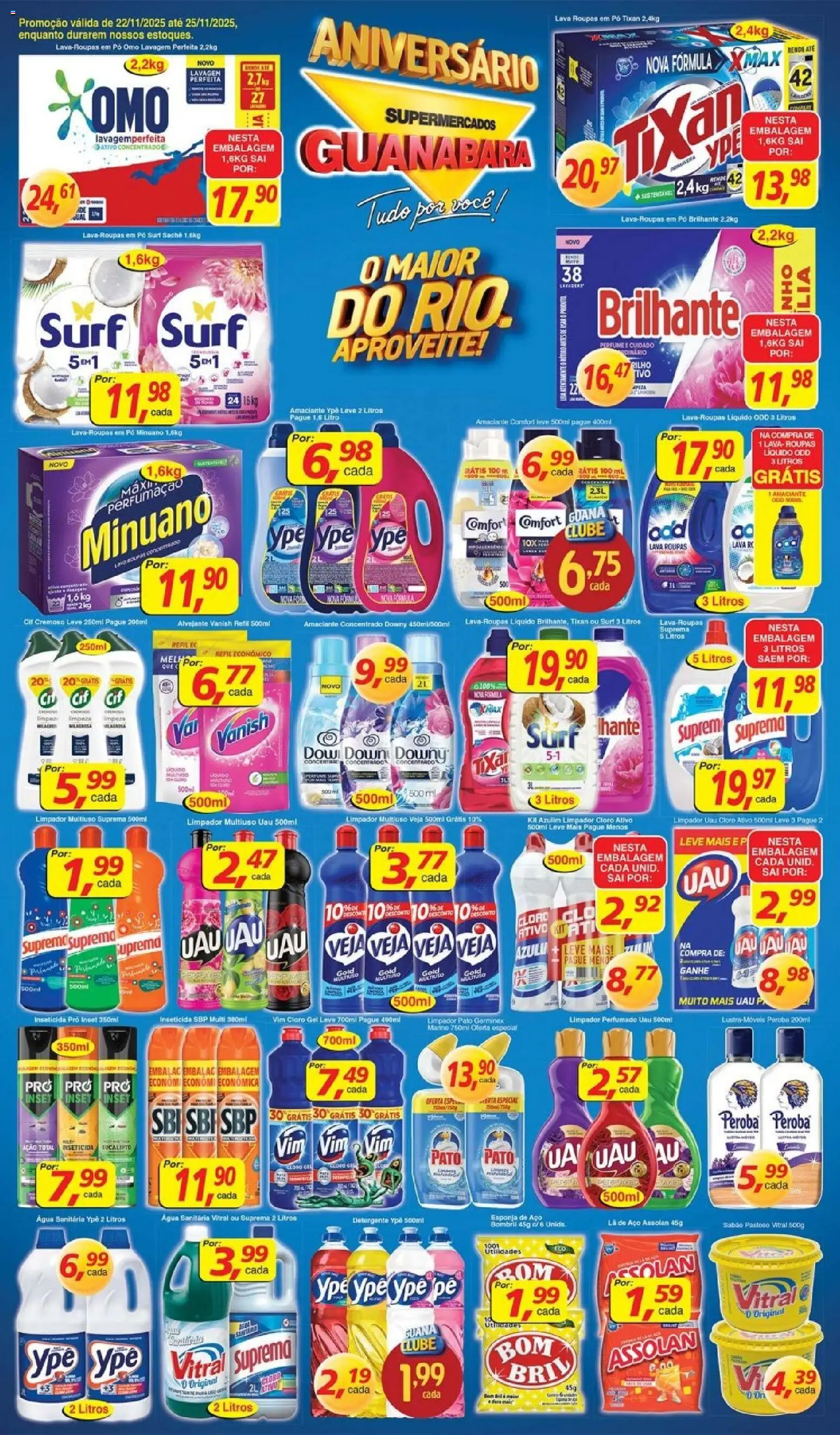 Supermercados Guanabara Folheto - válido de 22.11.2025 | Página: 10 | Produtos: Cloro, Sabão, Detergente, Inseticida