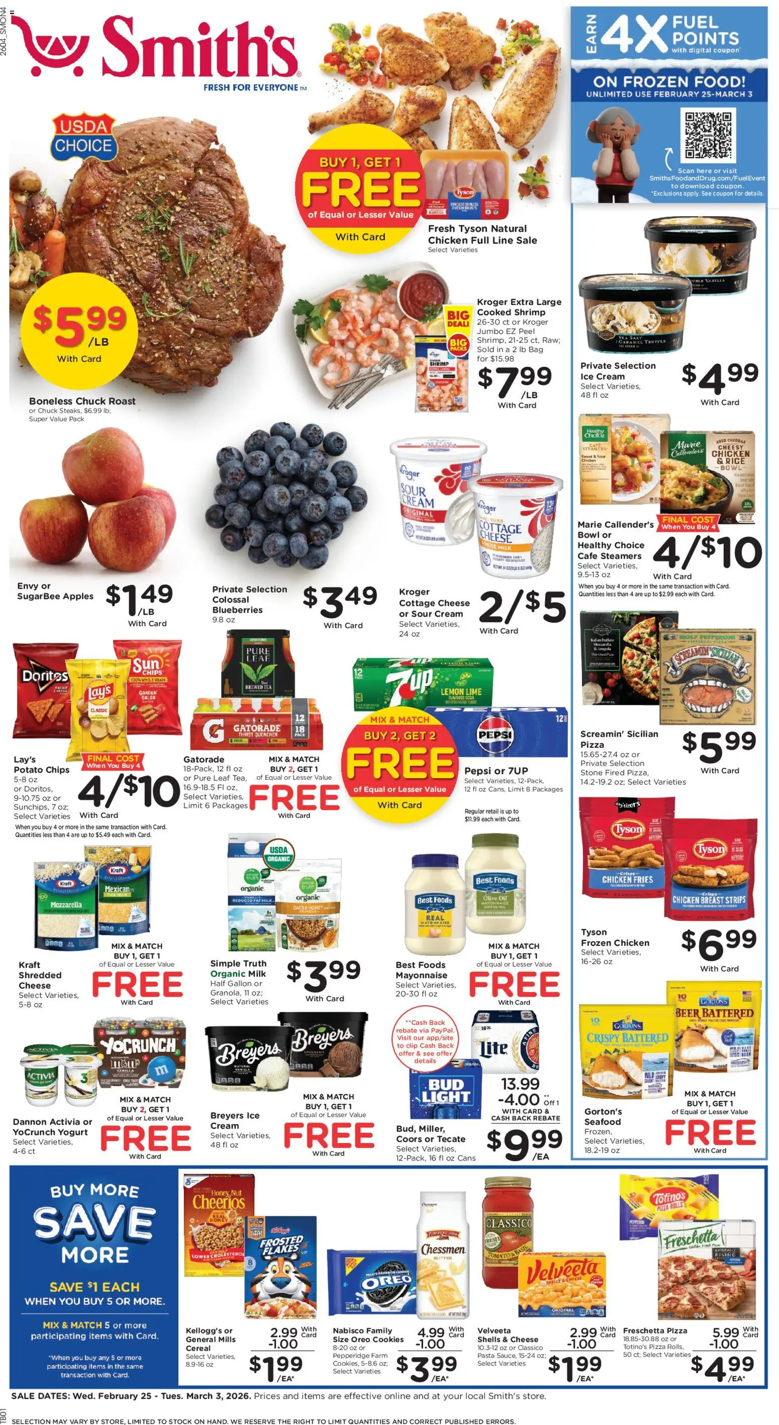 Smith's Weekly Ad - valid from 25.02.2026 | Page: 1 | Products: Chips, Cookies, Lime, Bag