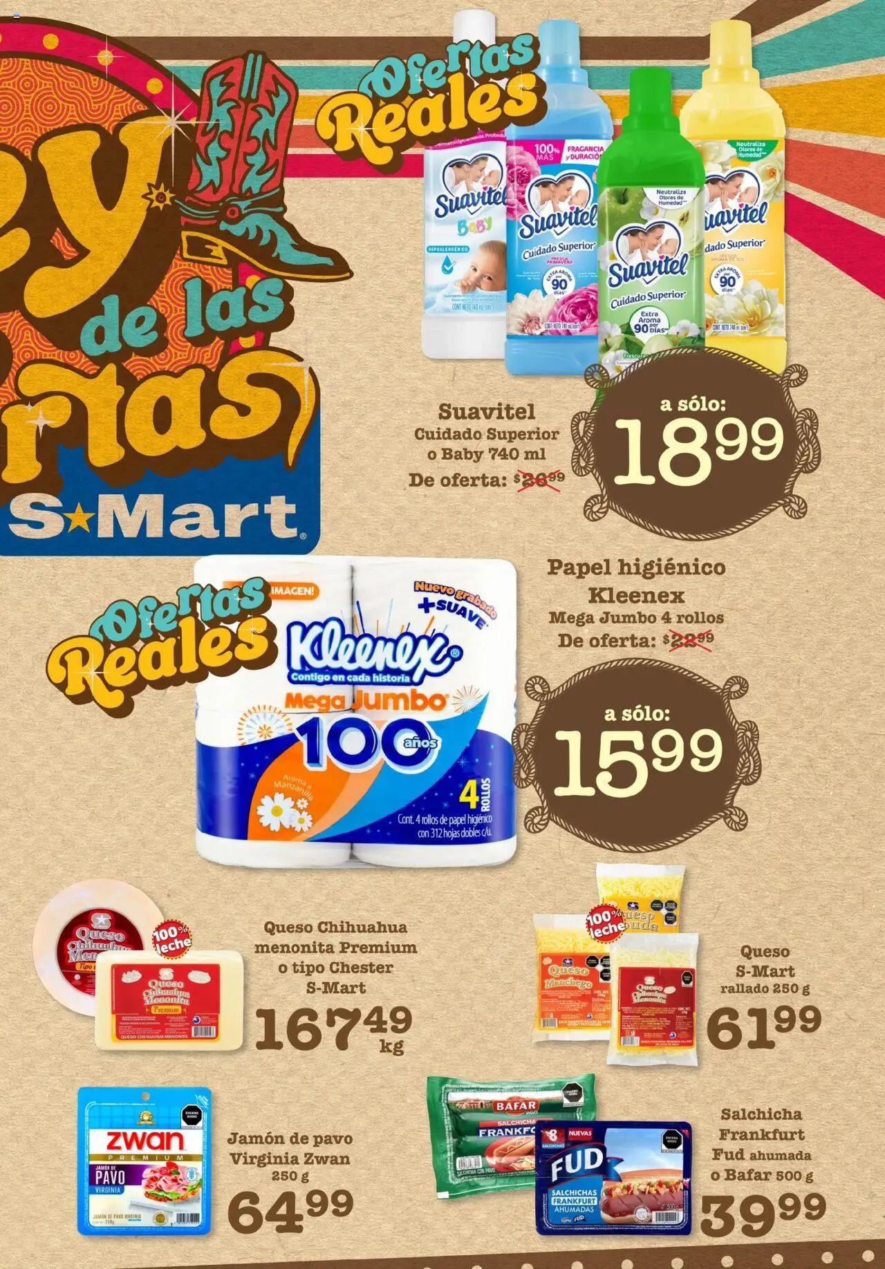 Nuevas ofertas de S-Mart válidas en toda la República Mexicana desde el 01.08.2025. ¡Encuentra las mejores ofertas en S-Mart - Folleto - Juarez! | Página: 3 | Productos: Salchicha, Queso, Papel higiénico, Fragancia