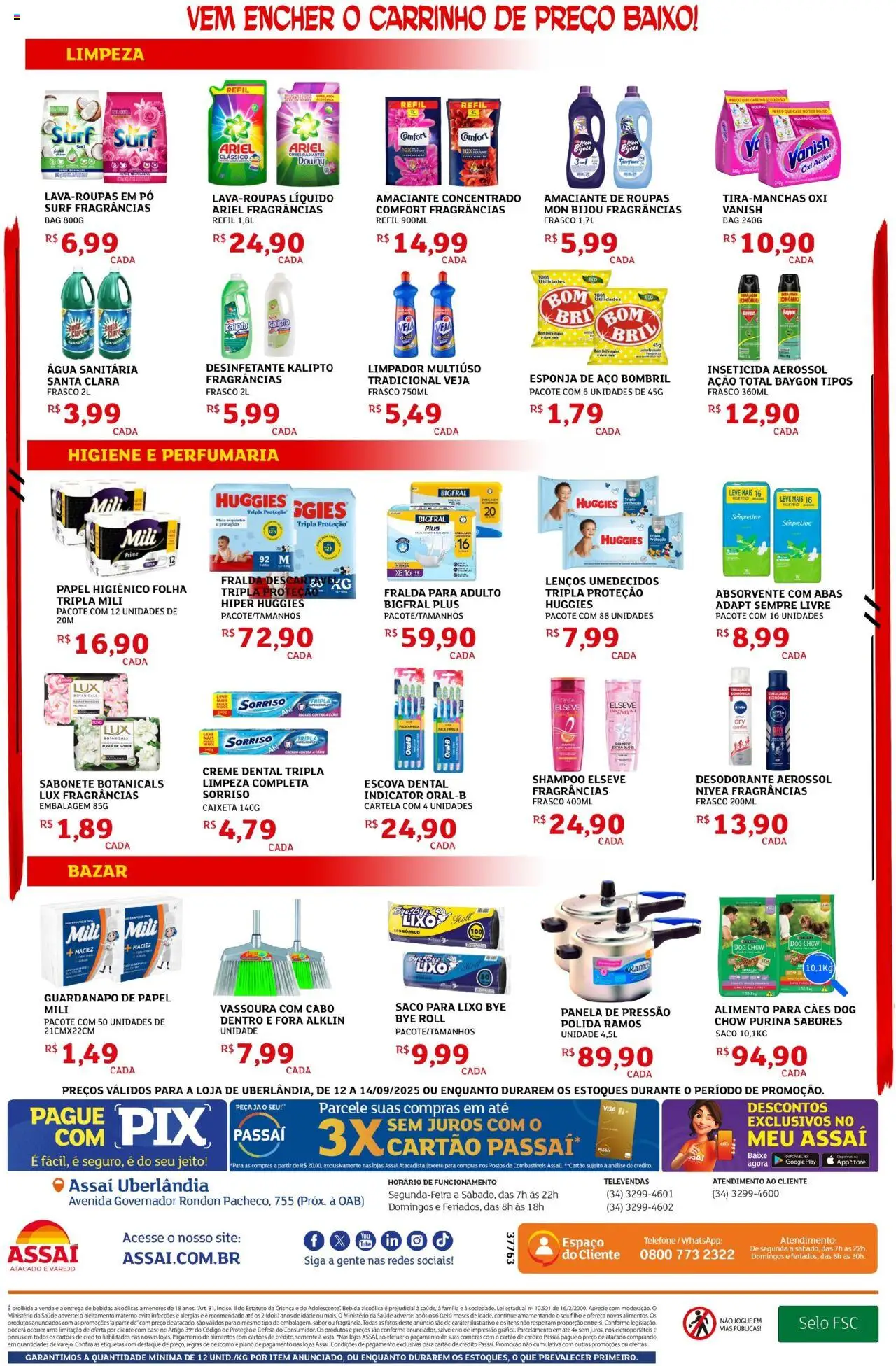 Assaí Atacadista Folheto - válido de 12.09.2025 | Página: 4 | Produtos: Escova, Amaciante de roupas, Vanish, Papel higiênico