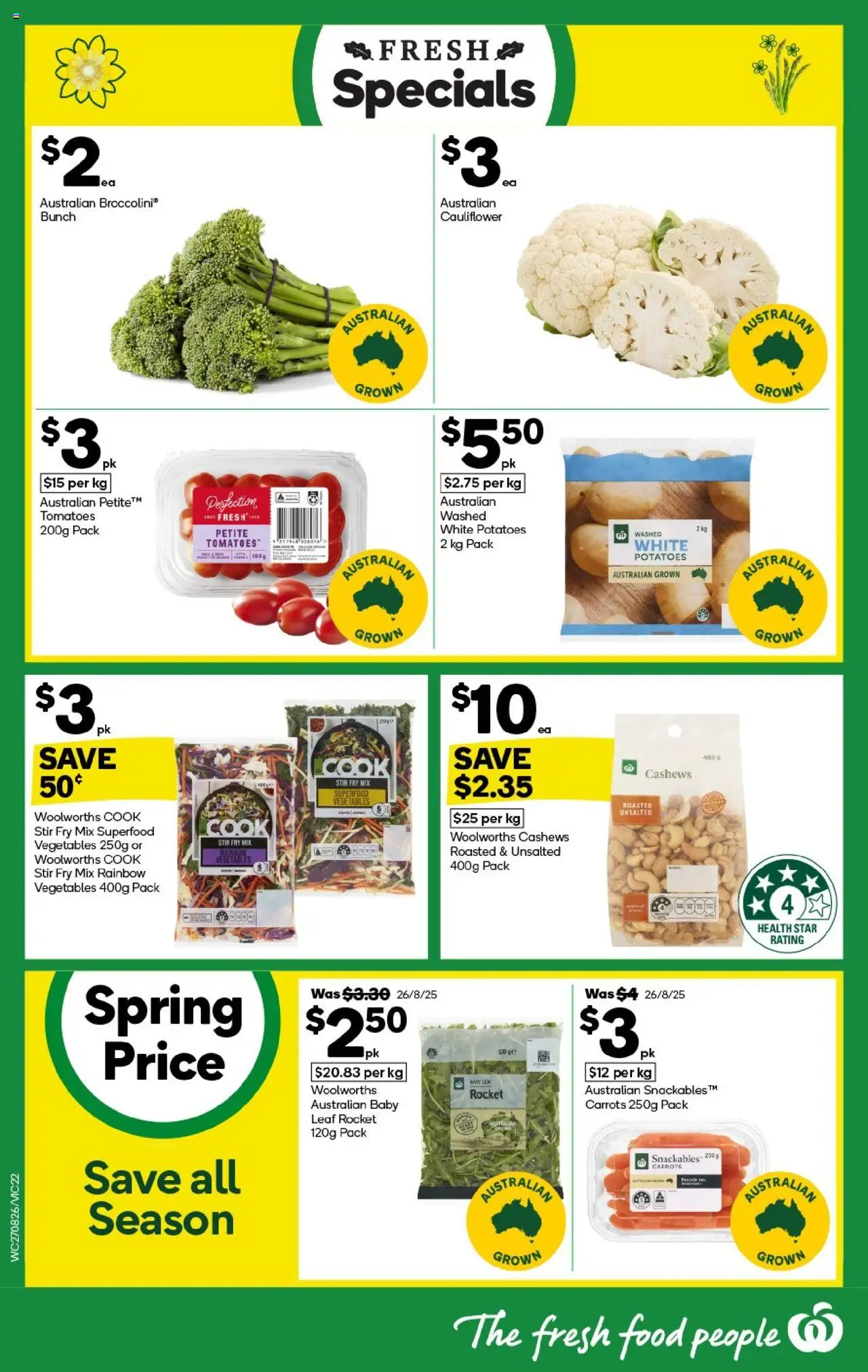 Woolworths catalogue - valid from 27.08.2025 | Page: 22 | Products: Tomatoes, Carrots, Rocket, Vegetables