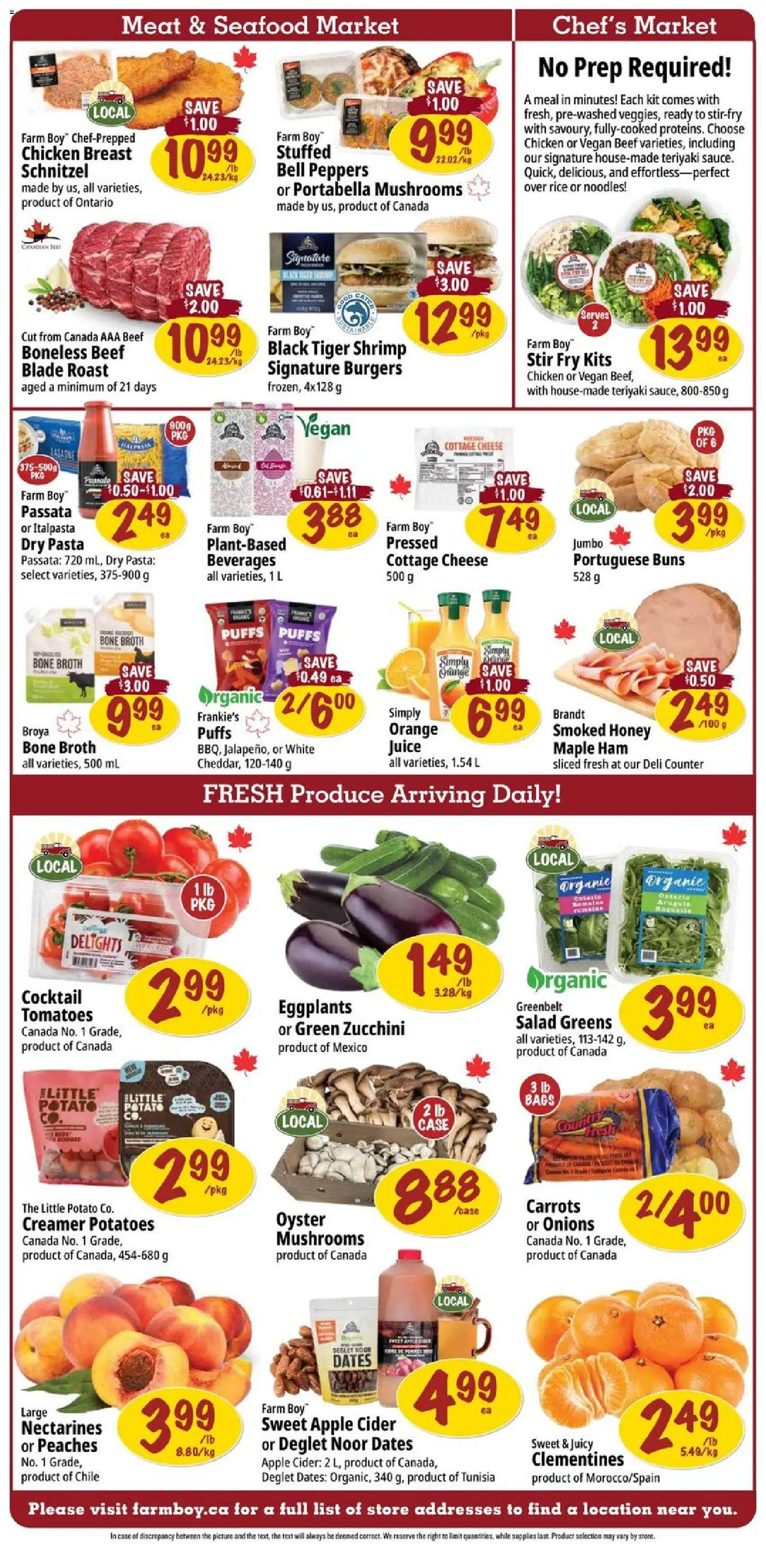 Farm Boy flyer valid from 08.01.2026 | Page: 2 | Products: Pasta, Salad, Juice, Tomatoes
