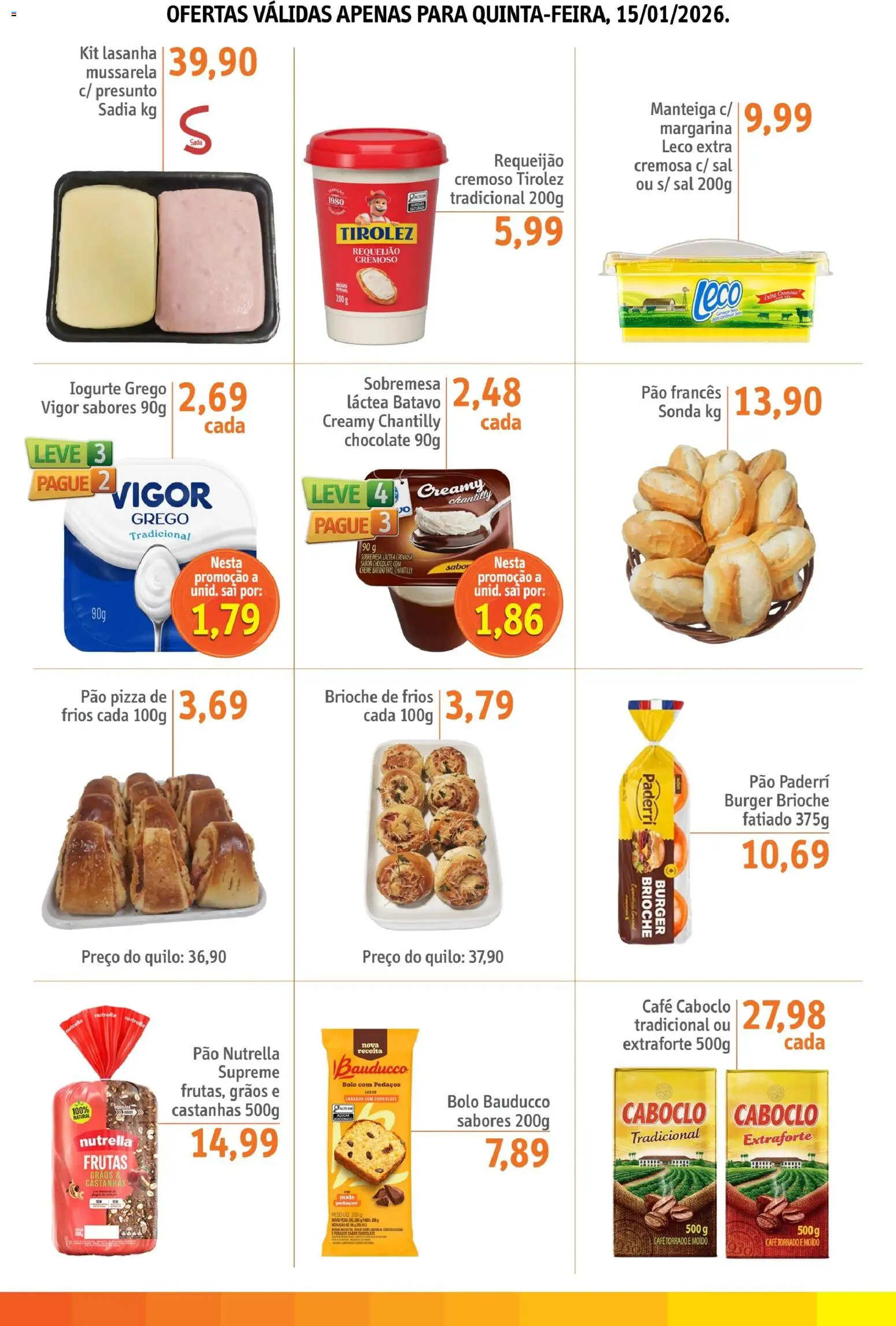 Sonda Folheto - válido de 15.01.2026 | Página: 2 | Produtos: Castanhas, Requeijão, Mussarela, Pão francês