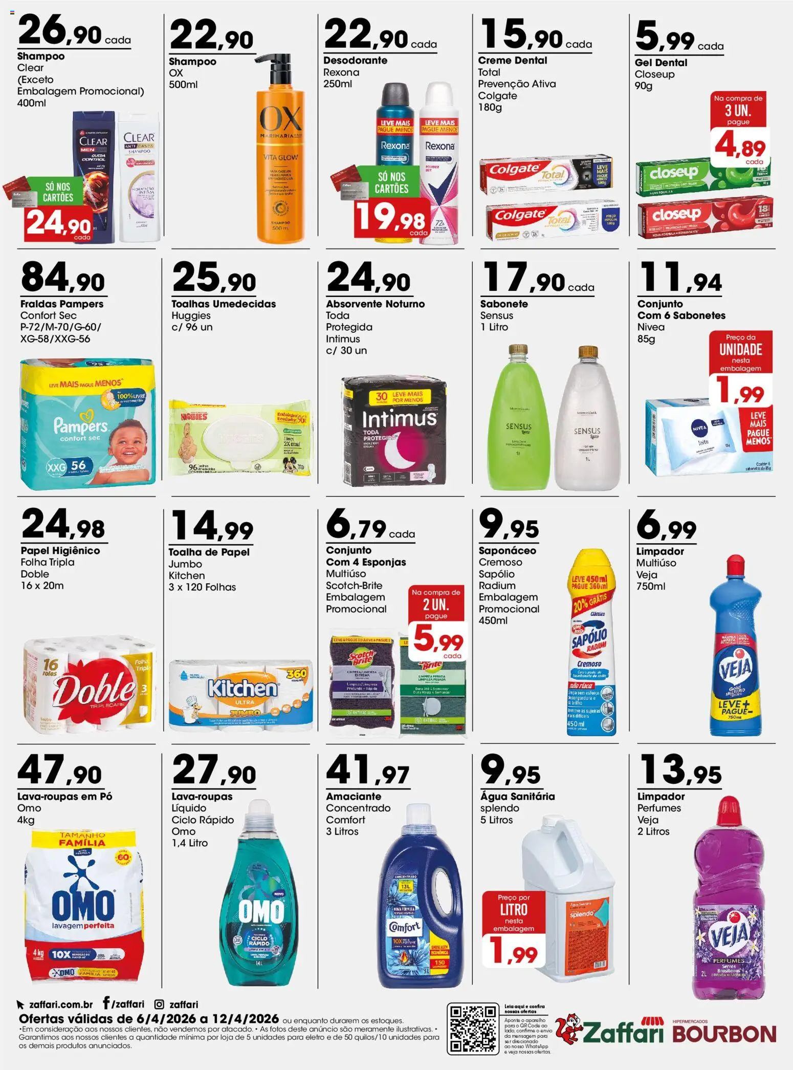 Zaffari Folheto - válido de 06.04.2026 | Página: 4 | Produtos: Sabonete, Saponáceo, Creme dental, Água sanitária
