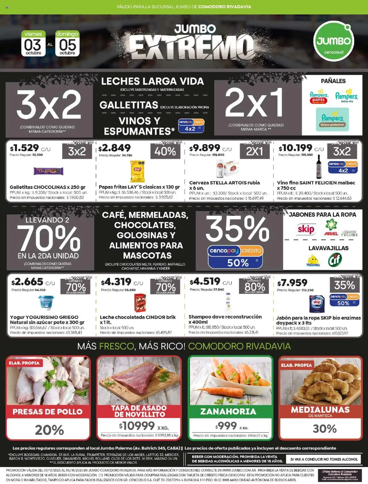 Jumbo - Ofertas | Comodoro │ válido desde el 03.10.2025 | Página: 1 | Productos: Jabón, Chocolatada, Cerveza, Golosinas