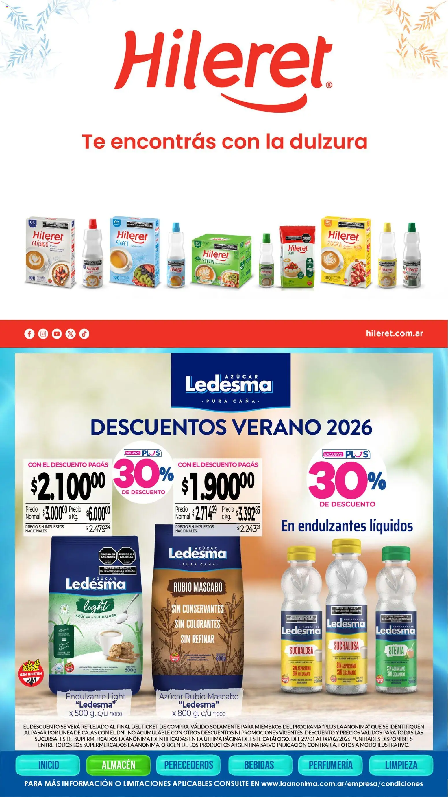 La Anonima catálogo │ válido desde el 29.01.2026 | Página: 7 | Productos: Azucar, Edulcorante, Té