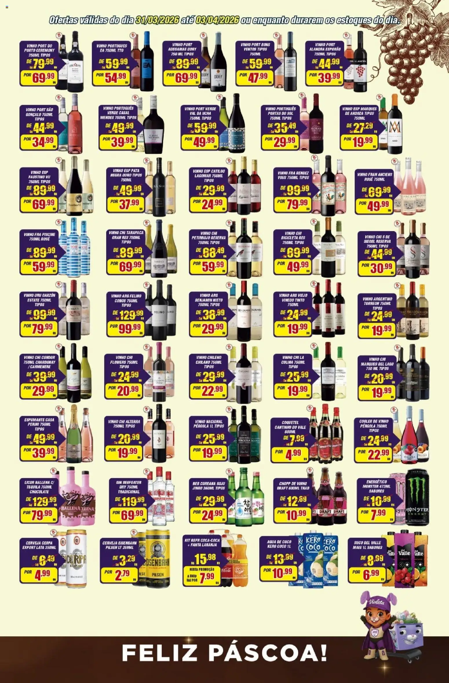Violeta Supermercados Folheto - válido de 31.03.2026 | Página: 3 | Produtos: Licor, Eisenbahn, Suco, Vinho