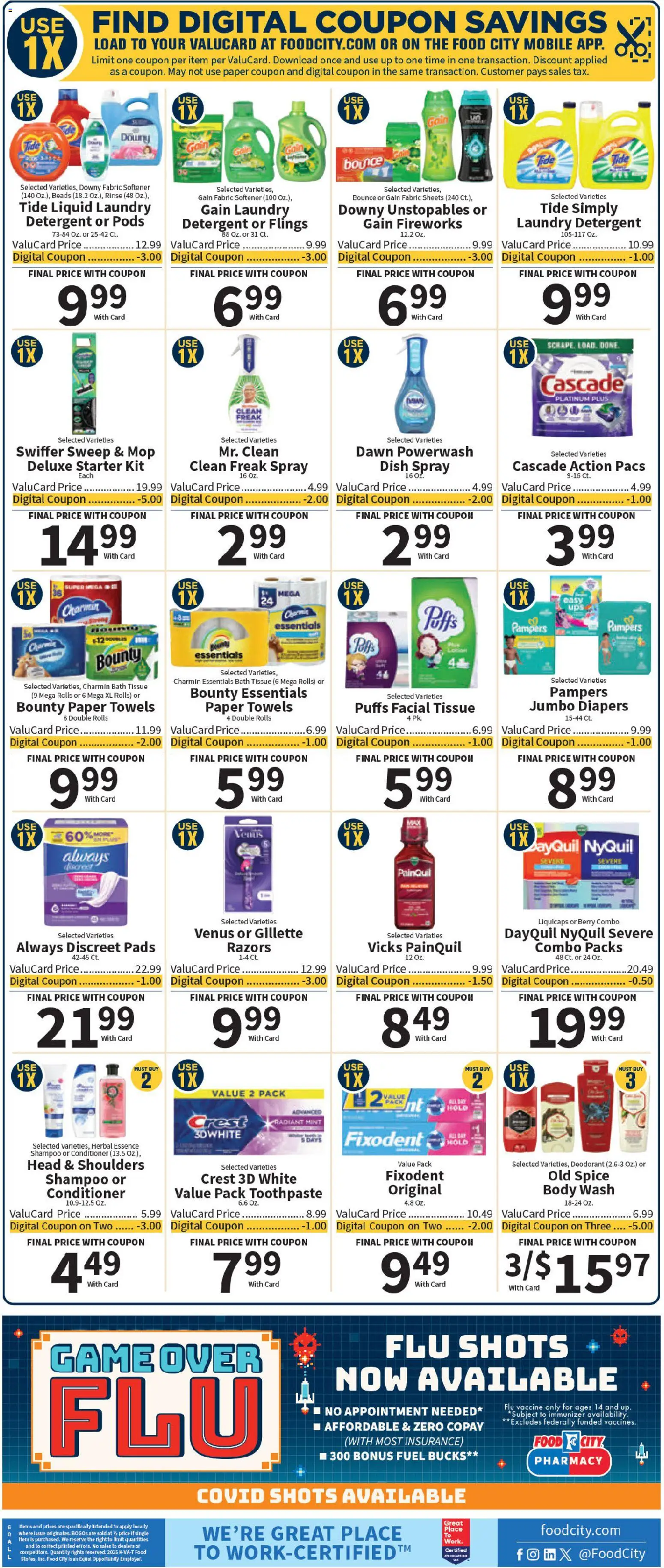 Food City Weekly Ad - valid from 29.10.2025 | Page: 8 | Products: Toothpaste, Fabric softener, Pads, Game