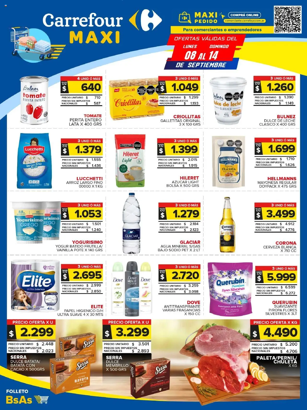 Carrefour Maxi catálogo │ válido desde el 08.09.2025 | Página: 1 | Productos: Bolsa, Agua, Arroz, Cacao