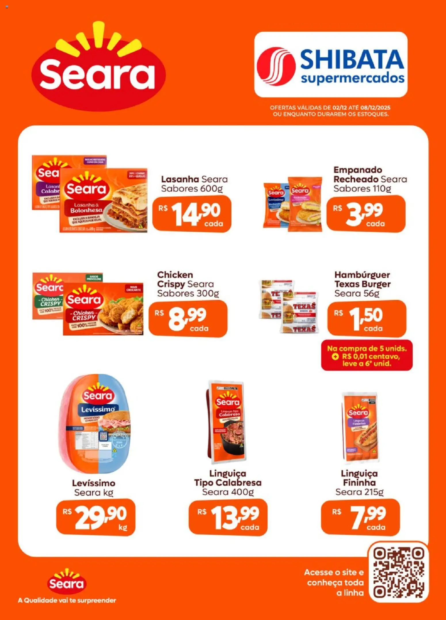 Shibata Folheto - válido de 02.12.2025 | Página: 1 | Produtos: Linguiça, Hambúrguer, Lasanha, Bandeja