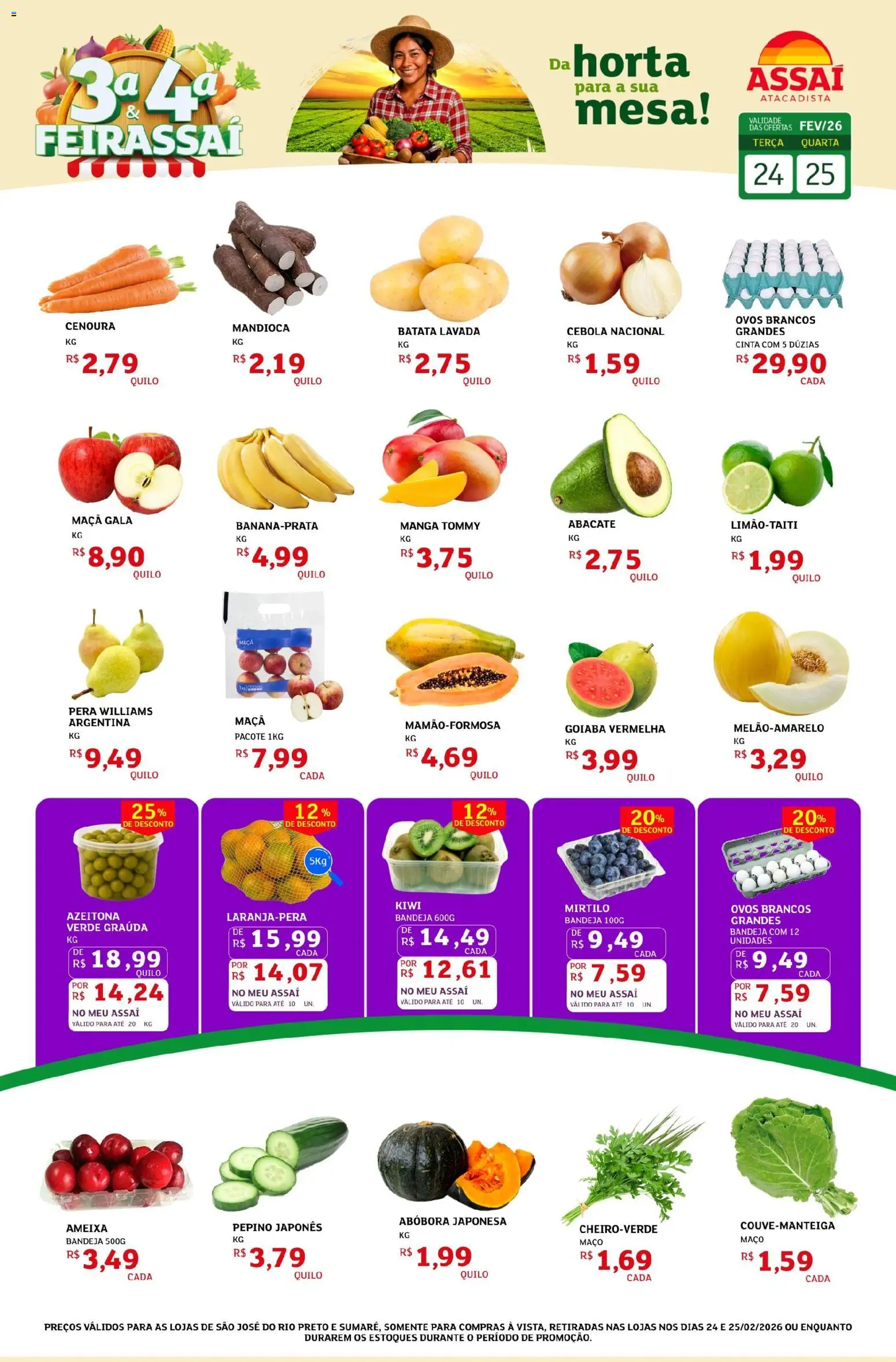 Assaí Atacadista Folheto - válido de 24.02.2026 | Página: 1 | Produtos: Pera, Mesa, Kiwi, Cenoura