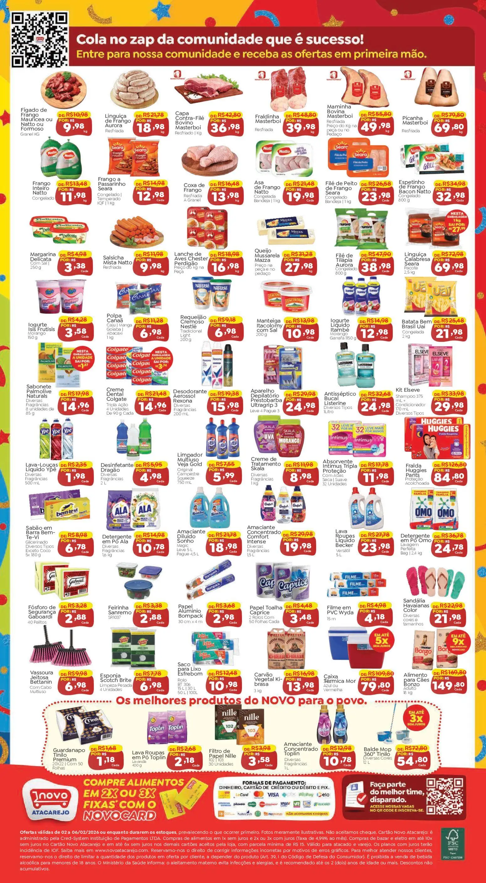 Novo Atacarejo Folheto - válido de 02.02.2026 | Página: 2 | Produtos: Caju, Linguiça, Picanha, Batata
