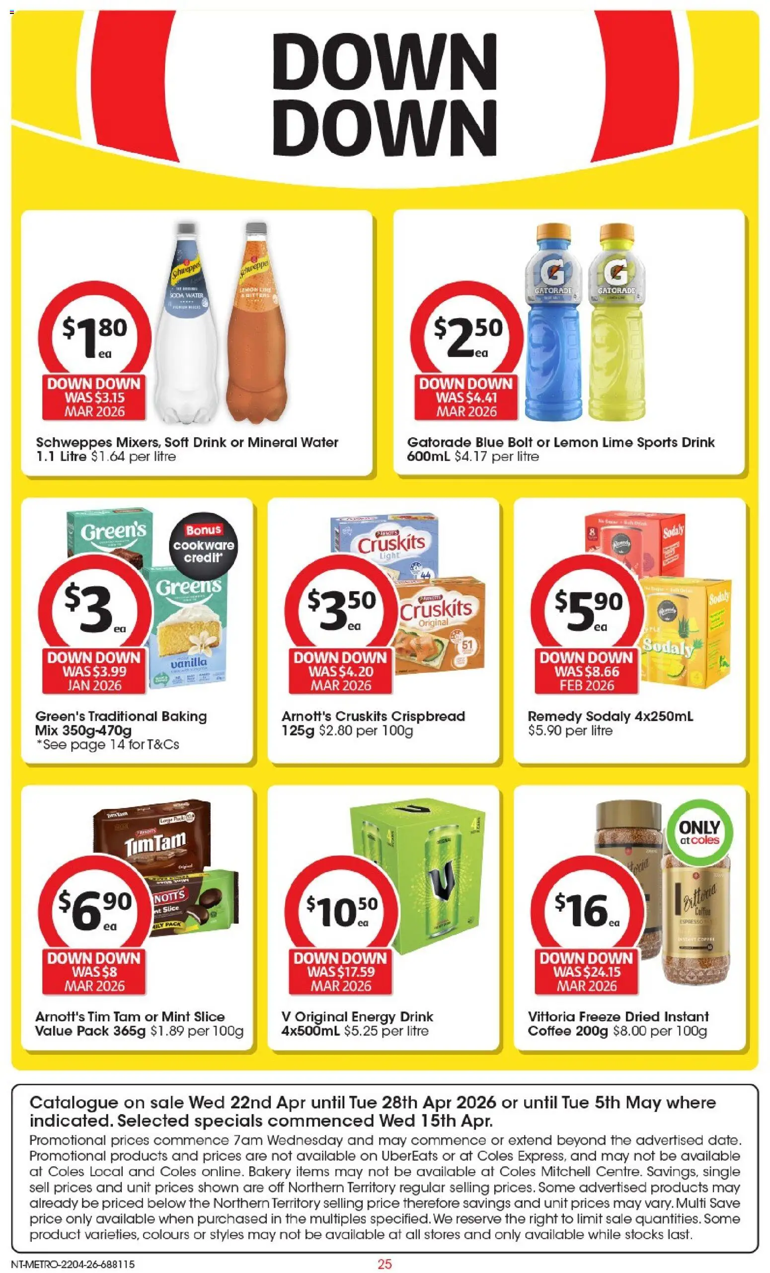Coles catalogue - valid from 22.04.2026 | Page: 25 | Products: Energy drink, Cookware, Water, Lime