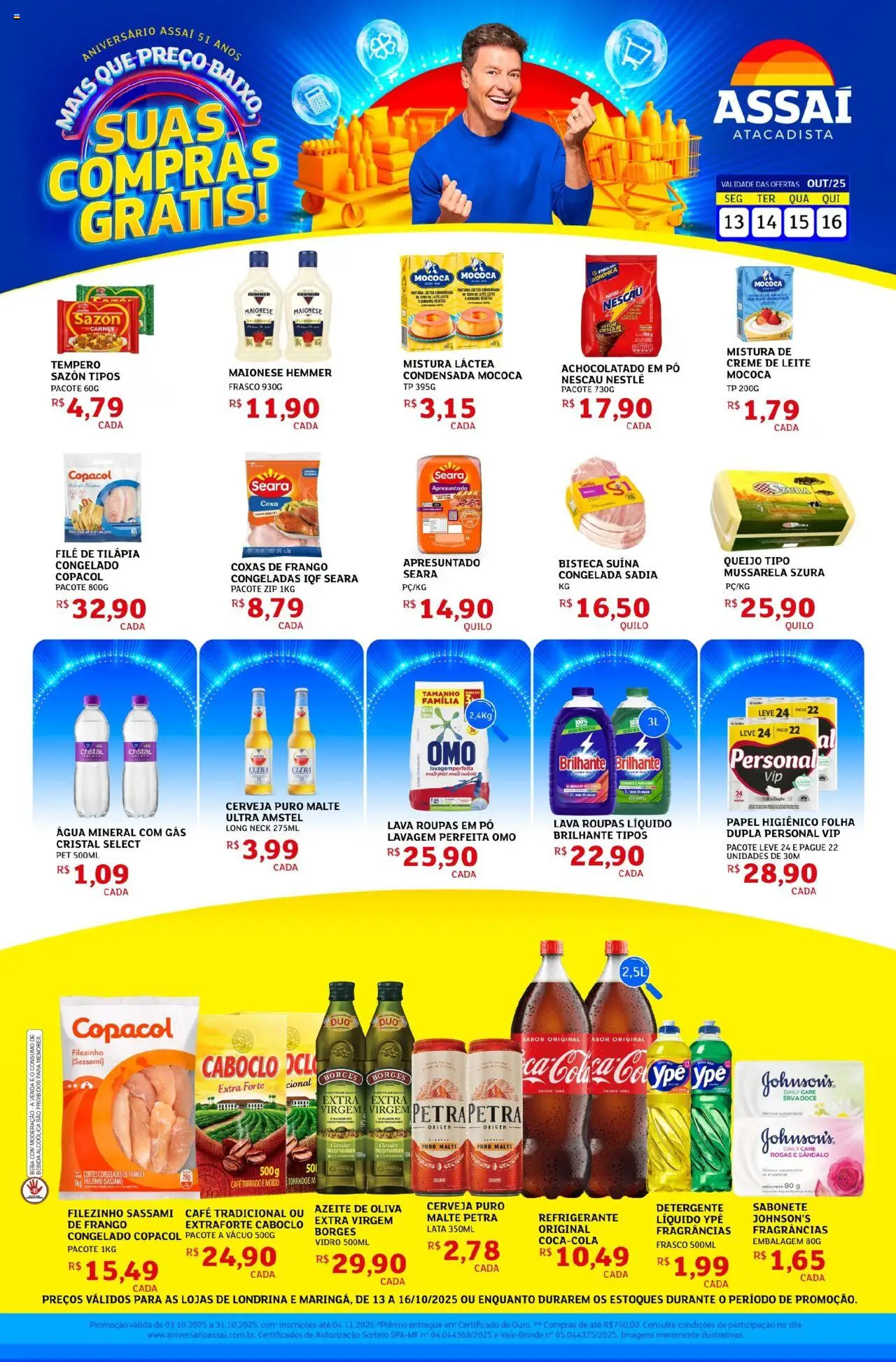 Assaí Atacadista Folheto - válido de 13.10.2025 | Página: 1 | Produtos: Pó, Leite, Café, Sabonete