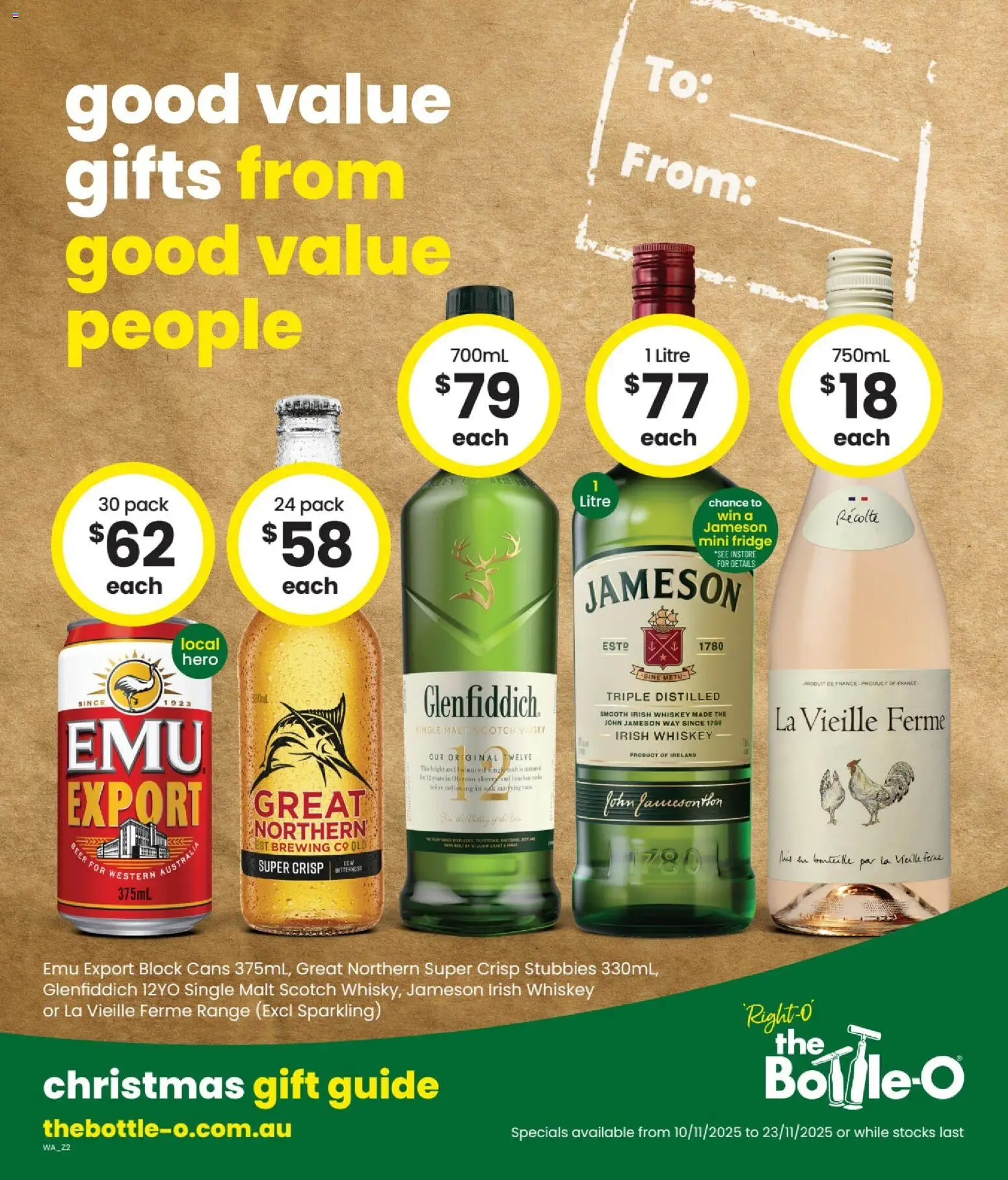 The Bottle-O catalogue - valid from 10.11.2025 | Page: 1 | Products: Whiskey, Scotch, Fridge