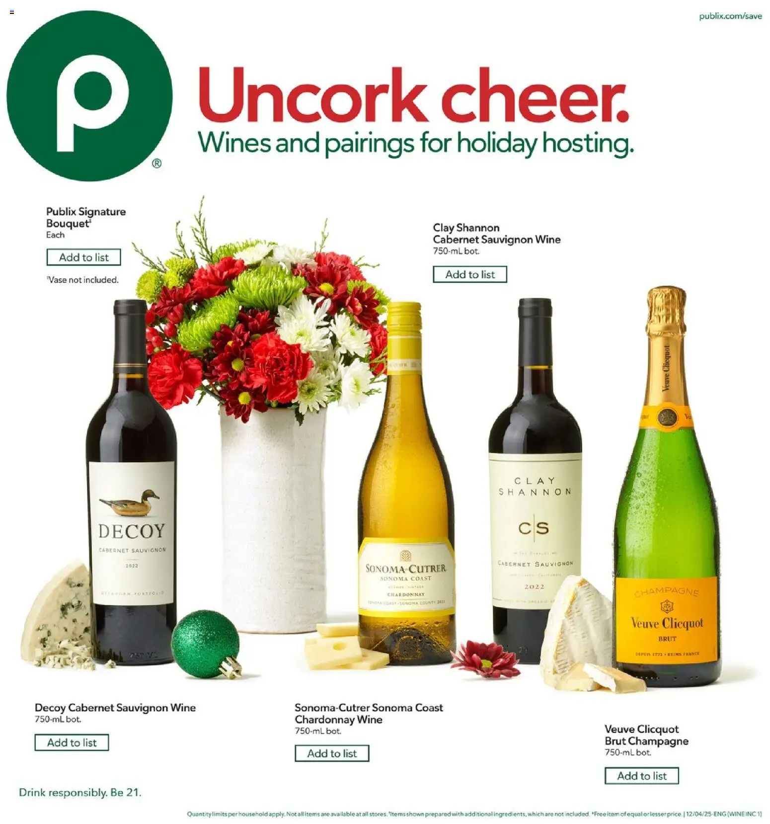 Publix Wine & Spirits - valid from 10.12.2025 | Page: 1 | Products: Vase, Wine