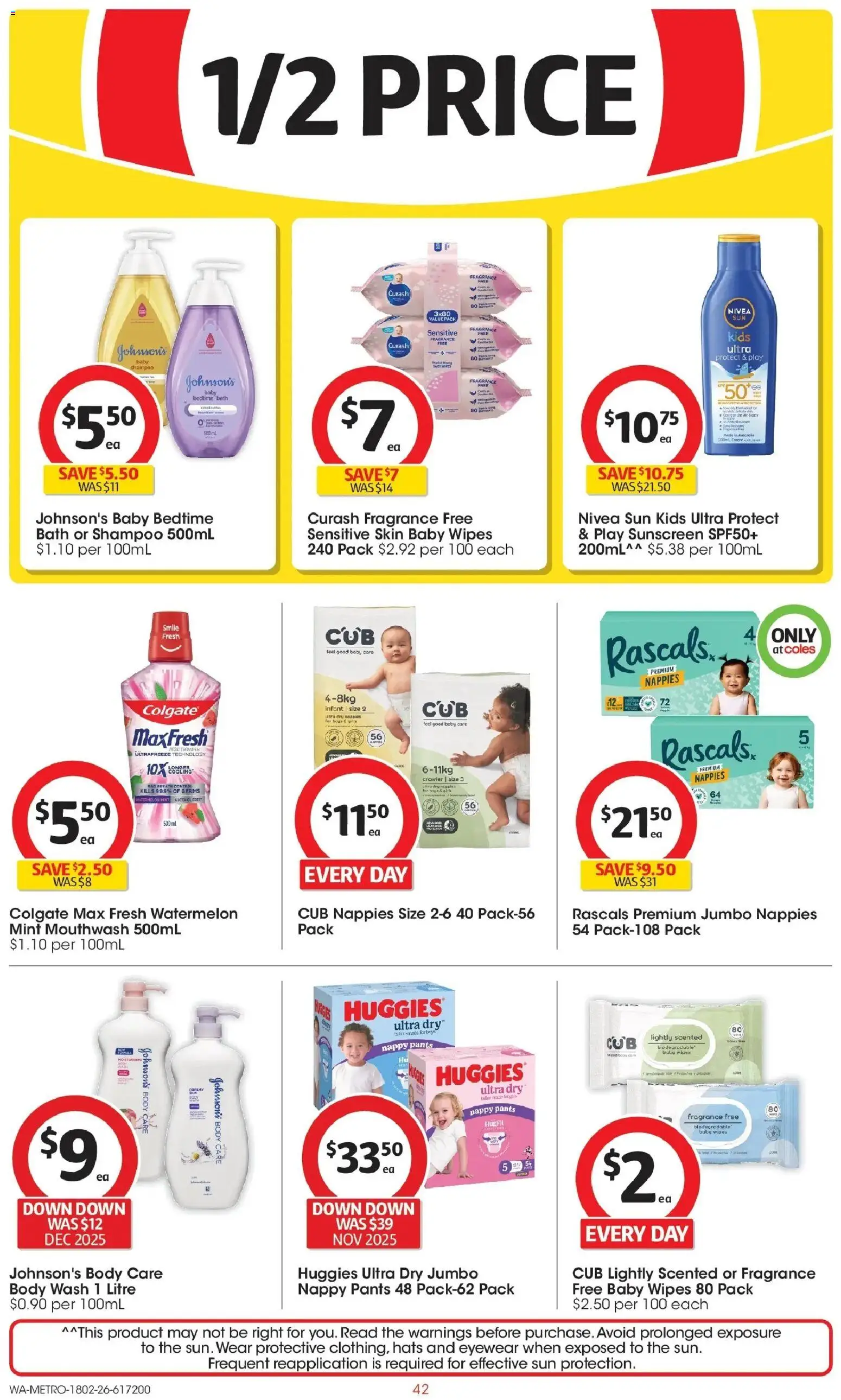 Coles catalogue - valid from 18.02.2026 | Page: 42 | Products: Bath, Shampoo, Pants, Sensitive skin