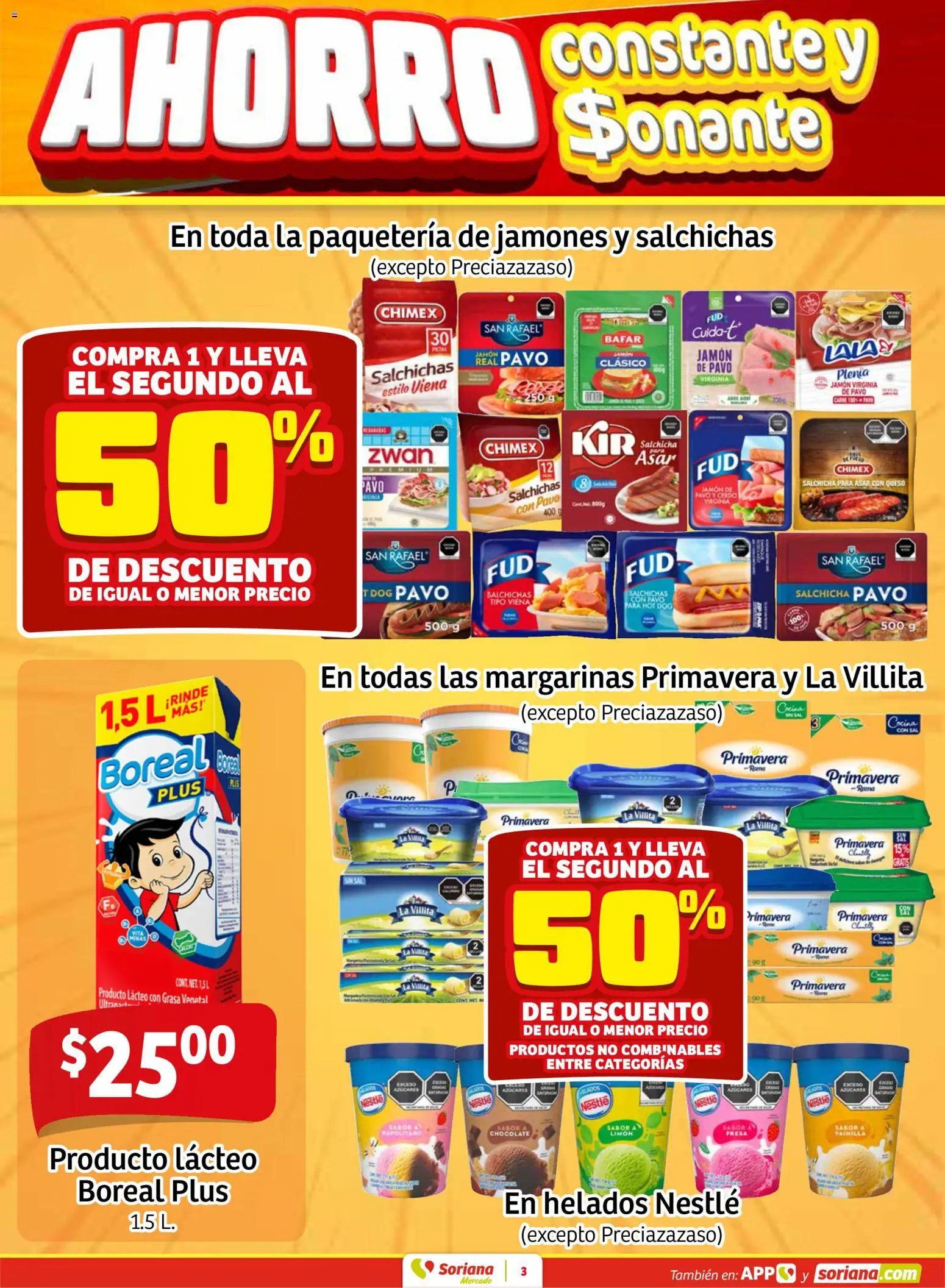 Nuevas ofertas de Soriana válidas en toda la República Mexicana desde el 26.02.2026. ¡Encuentra las mejores ofertas en Soriana - Fin de Semana Mercado: Coah, Chih y Dur! | Página: 3 | Productos: Sal, Salchicha, Chocolate, Cocina