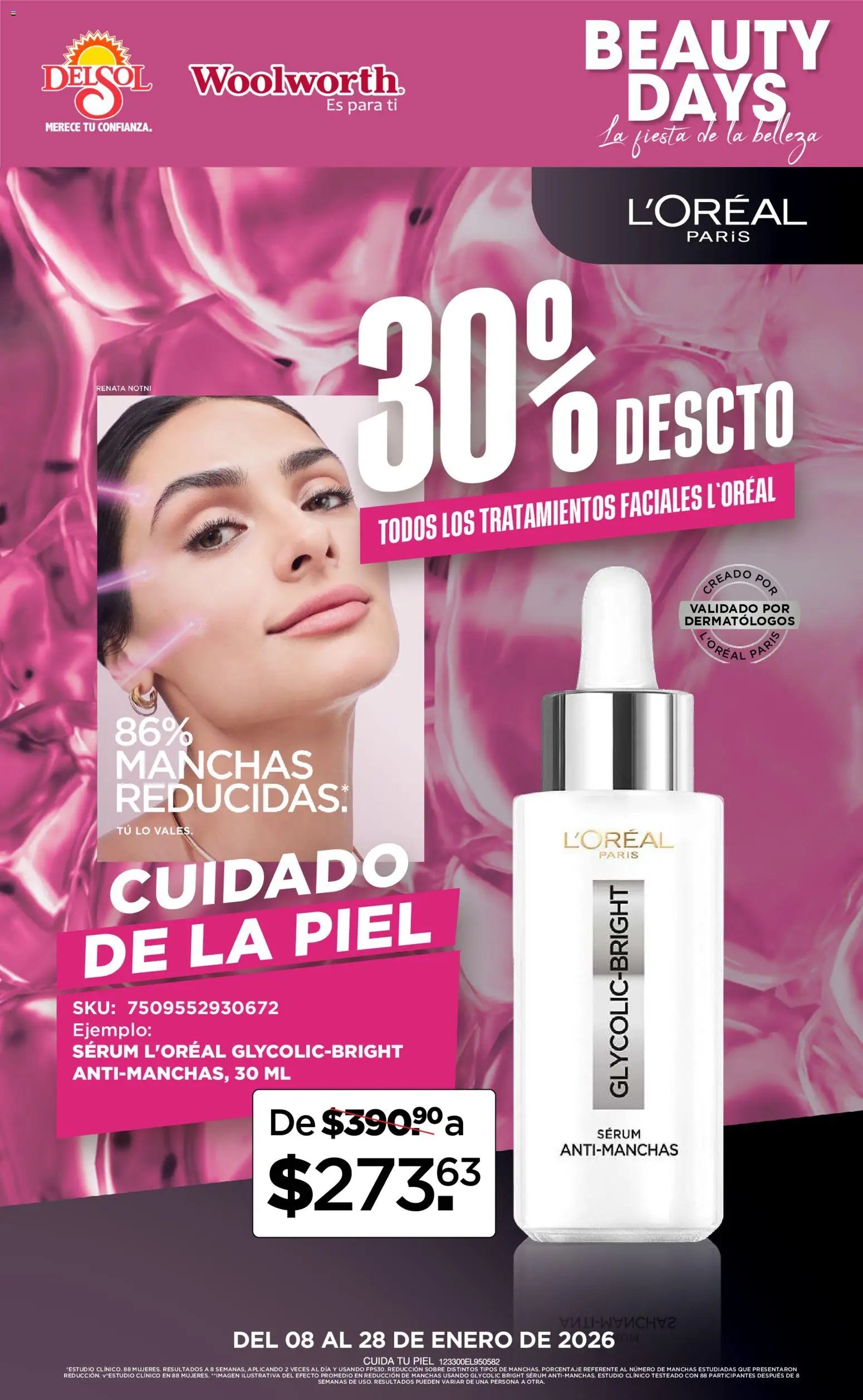 Nuevas ofertas de Del Sol y Woolworth válidas en toda la República Mexicana desde el 08.01.2026. ¡Encuentra las mejores ofertas en Del Sol y Woolworth catálogo La Fiesta de la Belleza ! | Página: 5 | Productos: Serum, Sobre