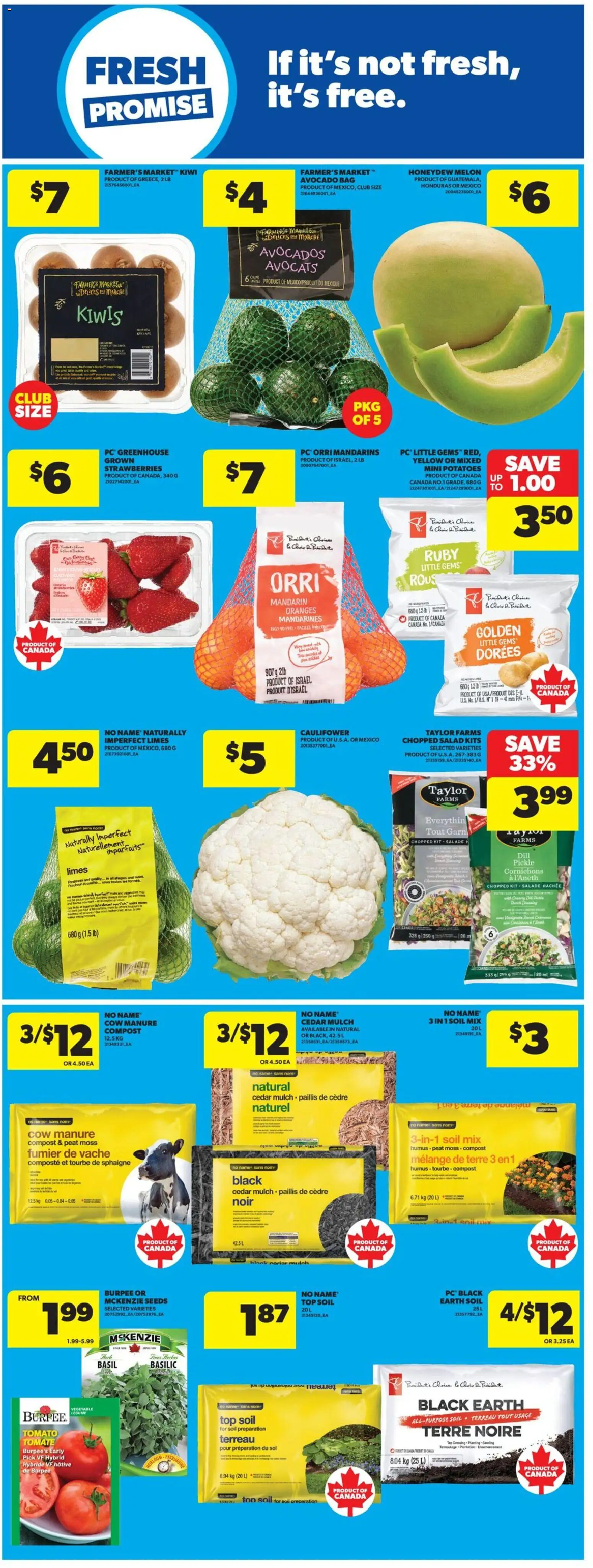 Real Canadian Superstore flyer valid from 09.04.2026 | Page: 12 | Products: Kiwi, Salad, PC, Potatoes
