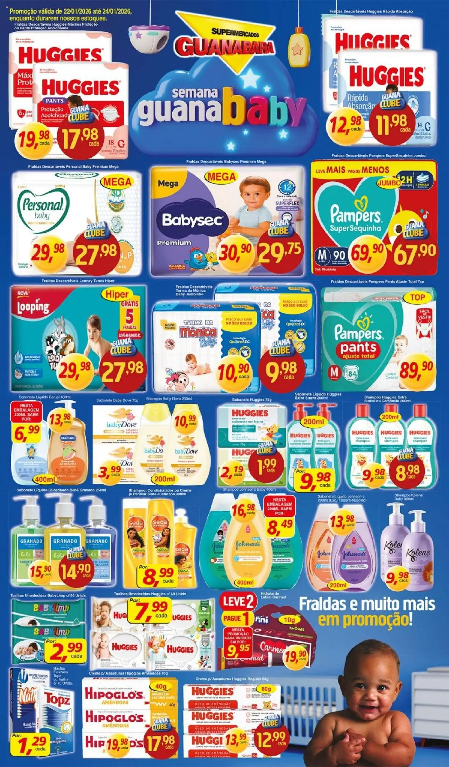 Supermercados Guanabara Folheto - válido de 22.01.2026 | Página: 1 | Produtos: Shampoo, Condicionador, Óleo, Creme