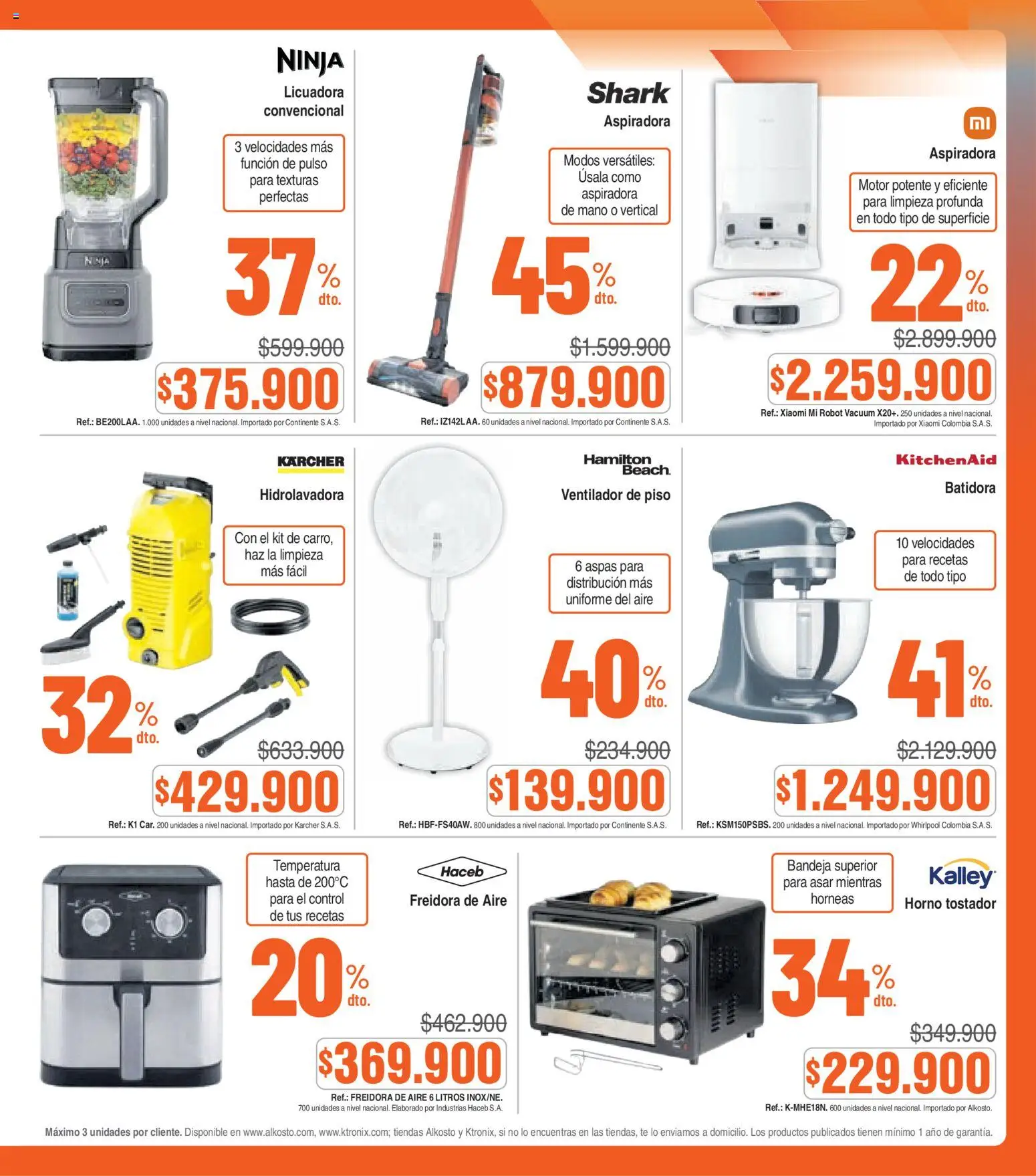 Alkosto revista - valida desde el 14.03.2026 | Página: 19 | Productos: Freidora de aire, Hidrolavadora, Horno, Ventilador