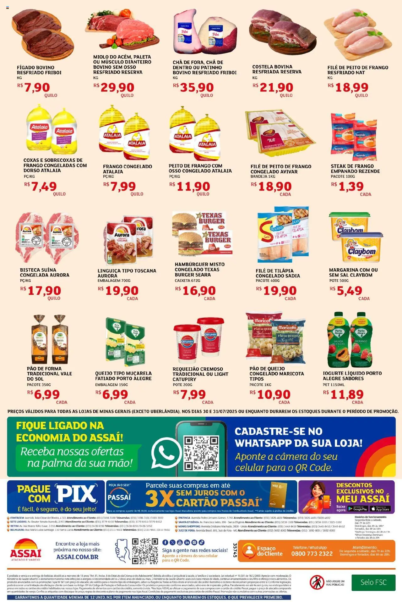 Assaí Atacadista Folheto - válido de 30.07.2025 | Página: 2 | Produtos: Pão, Muçarela, Câmera, Peito de frango
