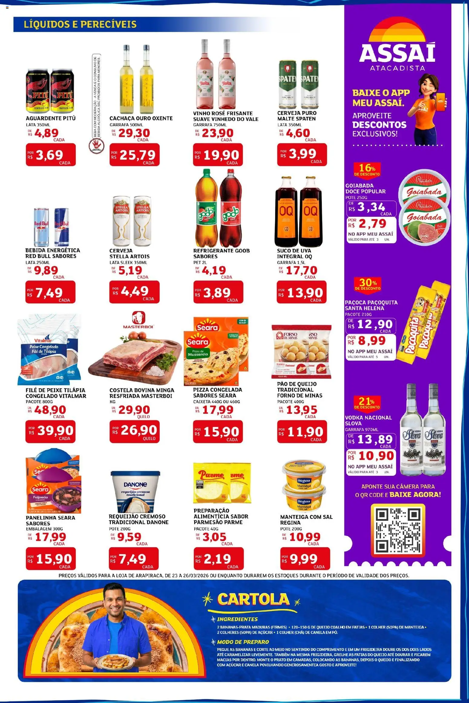 Assaí Atacadista Folheto - válido de 23.03.2026 | Página: 3 | Produtos: Tilápia, Refrigerante, Câmera, Pão de queijo