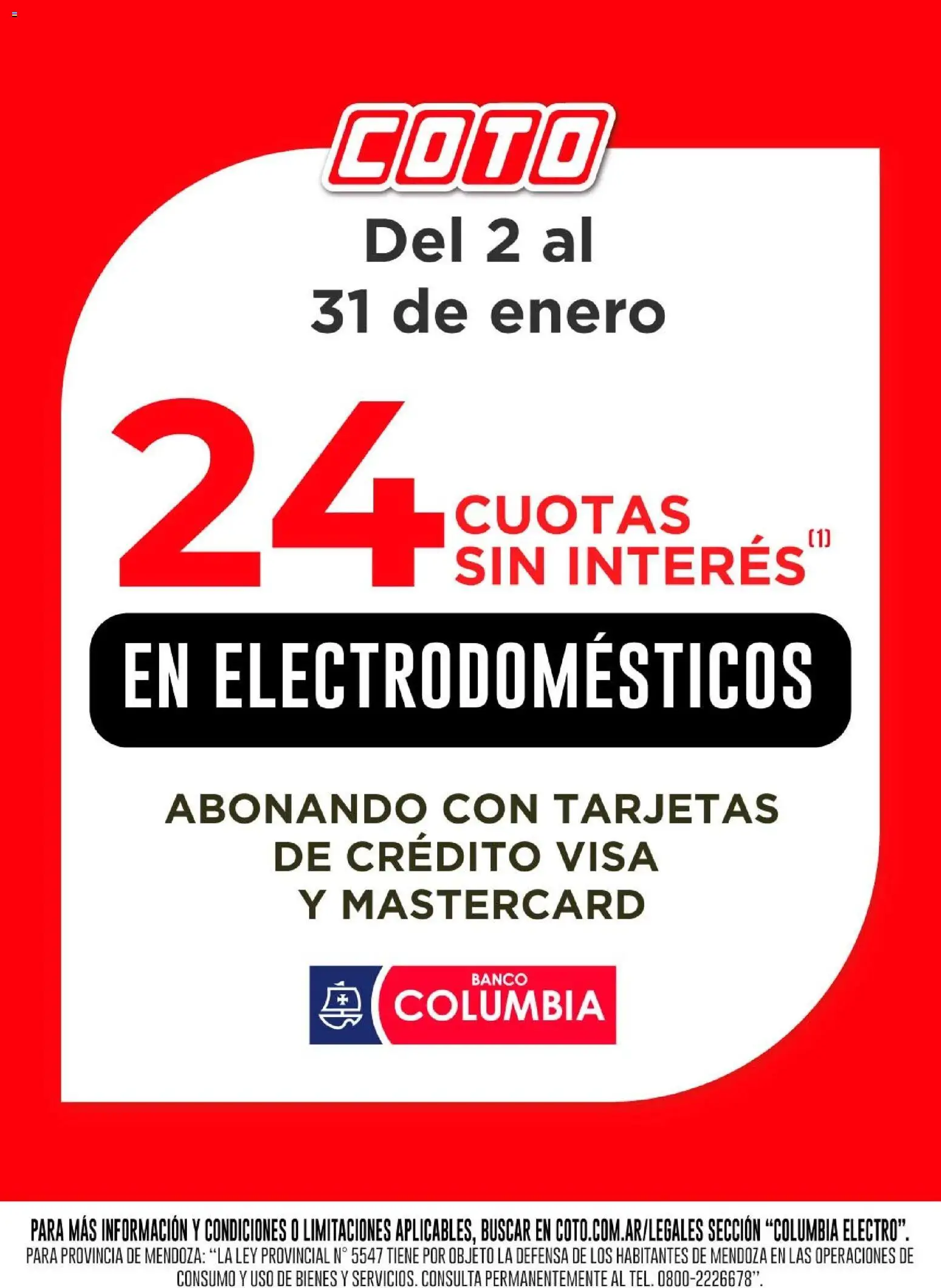 Coto - Columbia Electro ENERO │ válido desde el 02.01.2026 | Página: 1 | Productos: Banco