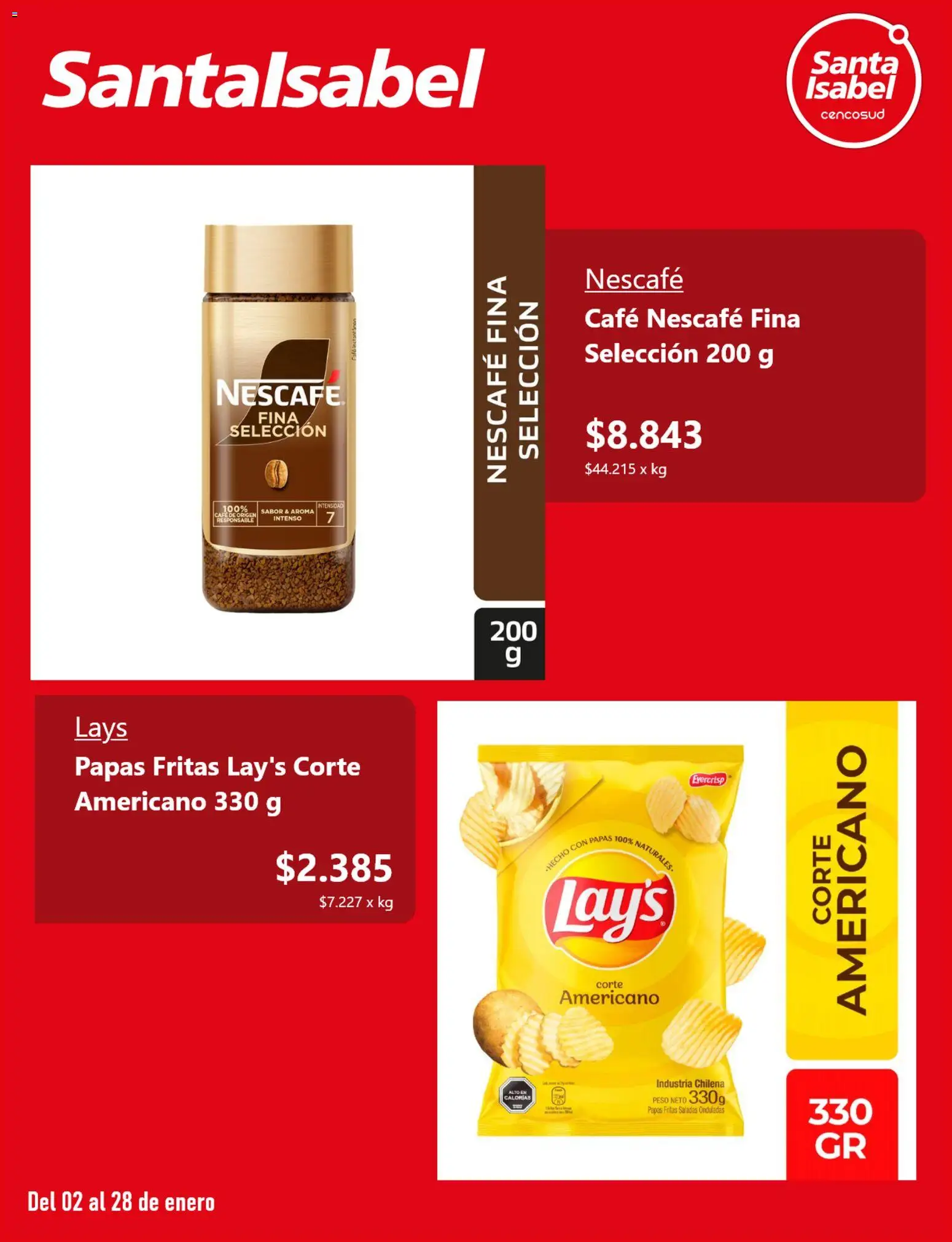 Santa Isabel ofertas  │ válido desde el 02.01.2026 | Página: 3 | Productos: Peso, Café, Papas fritas