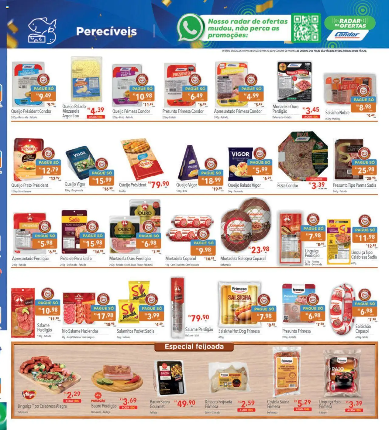 Supermercados Condor Folheto - válido de 10.09.2025 | Página: 13 | Produtos: Queijo, Salame, Brie, Mussarela