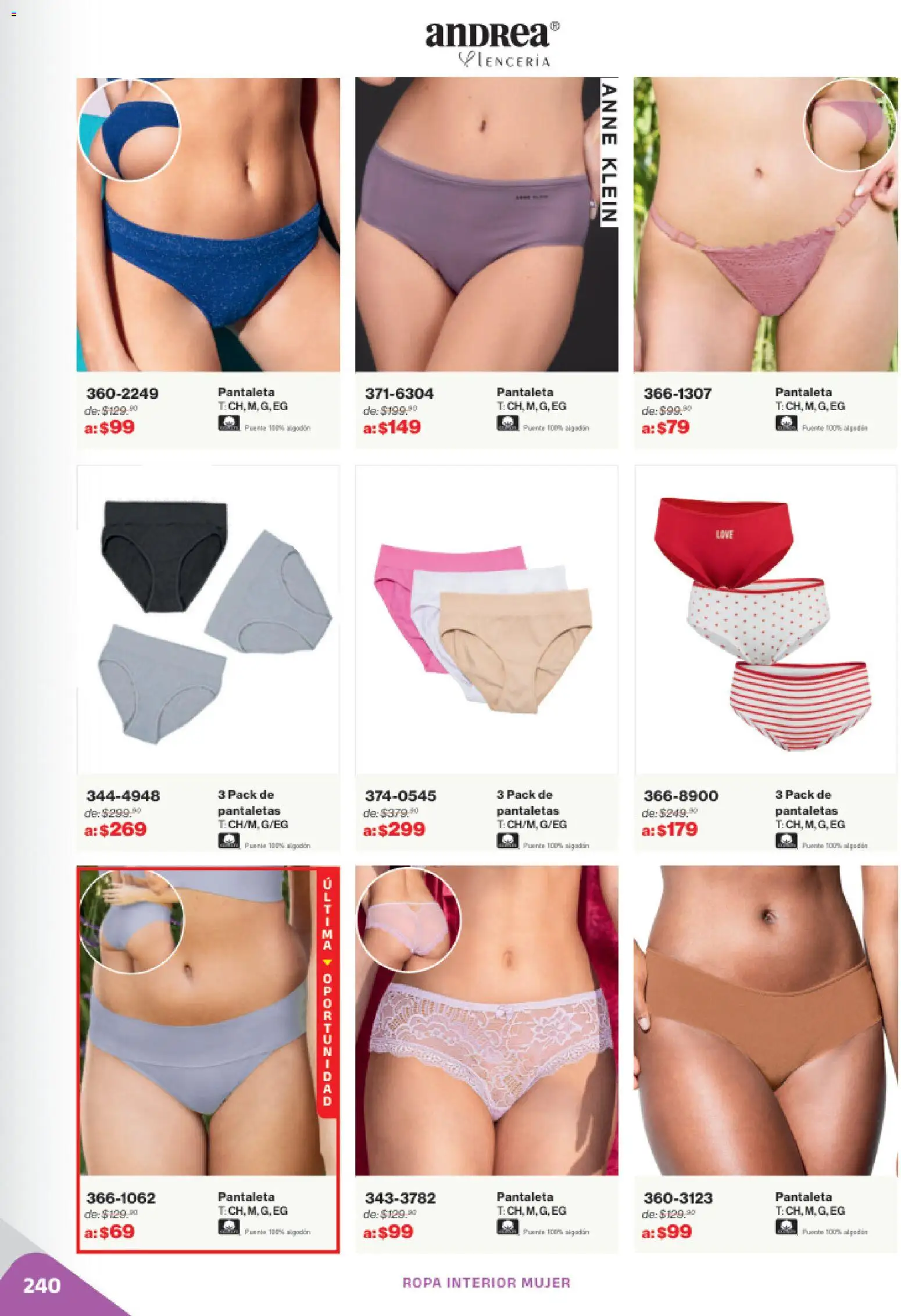 Nuevas ofertas de Andrea válidas en toda la República Mexicana desde el 02.11.2025. ¡Encuentra las mejores ofertas en Andrea catálogo Outlet! | Página: 240 | Productos: Pantaletas, Algodón, Ropa, Ropa interior