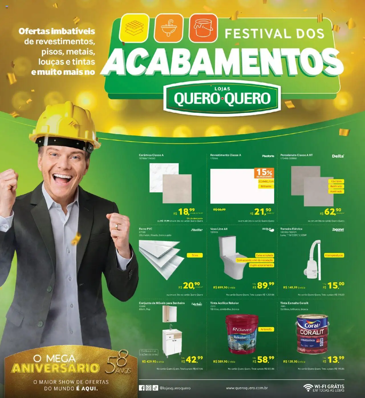 Lojas Quero-Quero Folheto - válido de 21.07.2025 | Página: 1 | Produtos: Porcelanato, Caixa, Vaso, Tinta