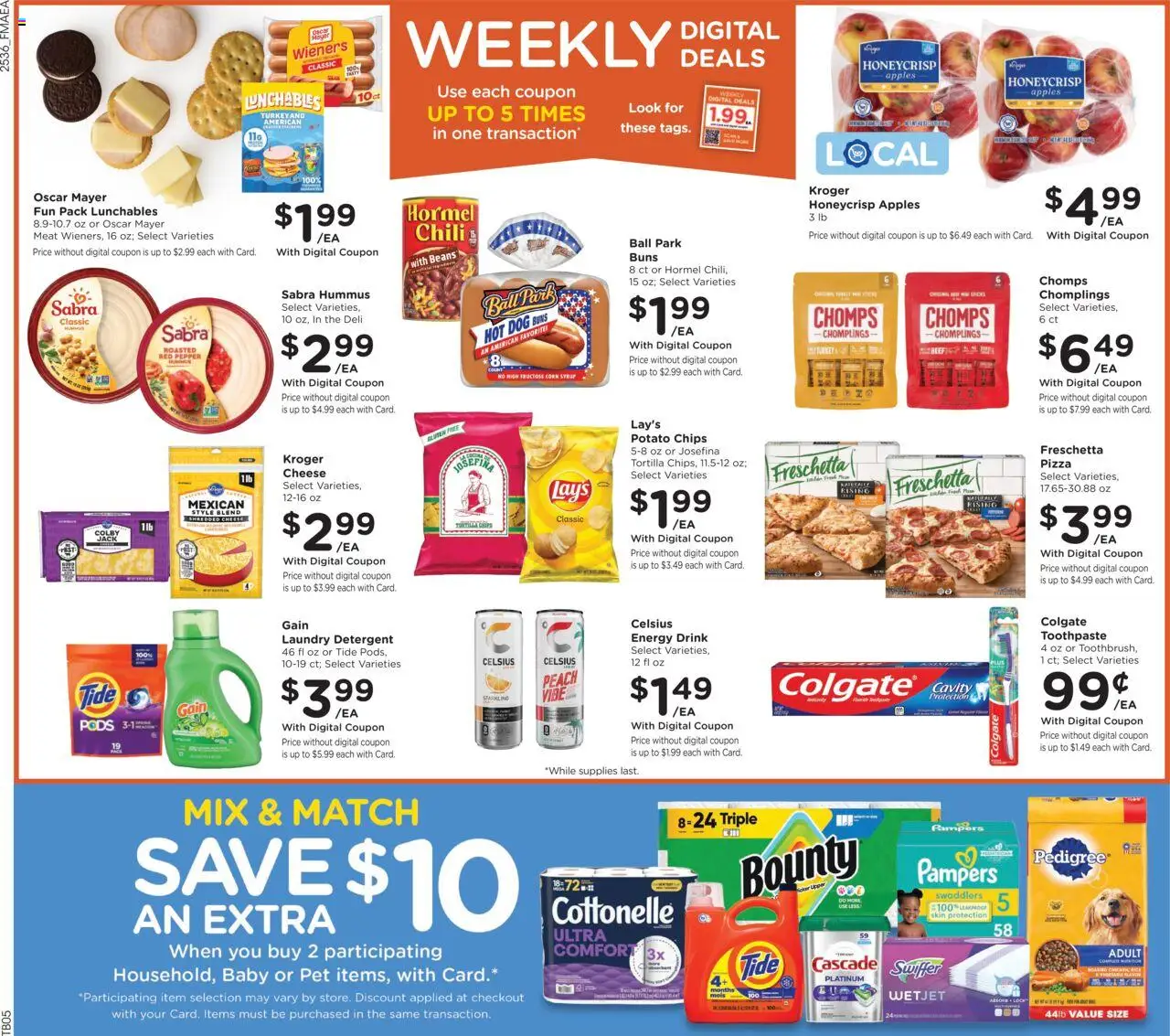 Fred Meyer Weekly Ad - valid from 08.10.2025 | Page: 2 | Products: Cheese, Detergent, Pepper, Peach