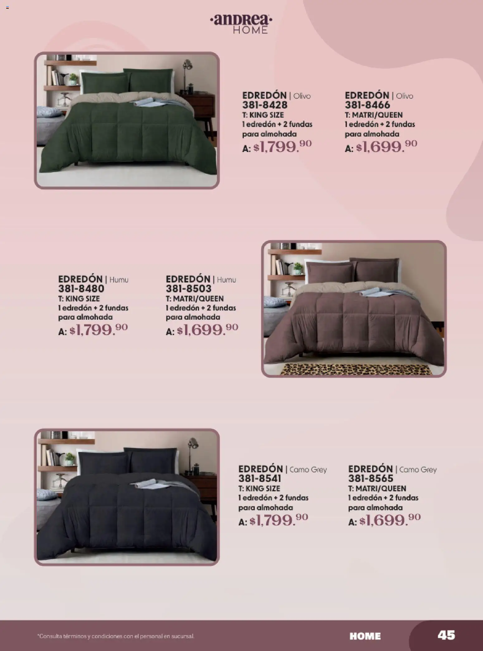 Nuevas ofertas de Andrea válidas en toda la República Mexicana desde el 19.10.2025. ¡Encuentra las mejores ofertas en Andrea catálogo Lo Más Abrigador! | Página: 45 | Productos: Almohada