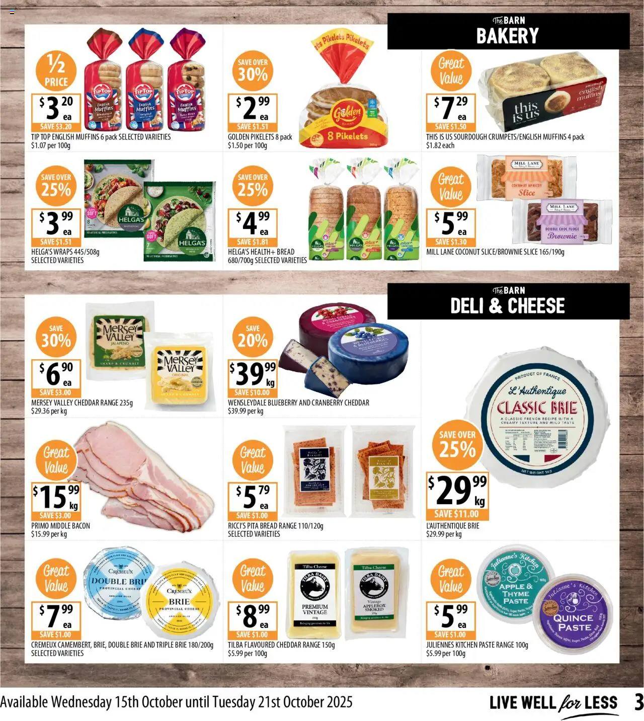 Supabarn catalogue - valid from 15.10.2025 | Page: 3 | Products: Bread, Muffins, Pita bread, Weight