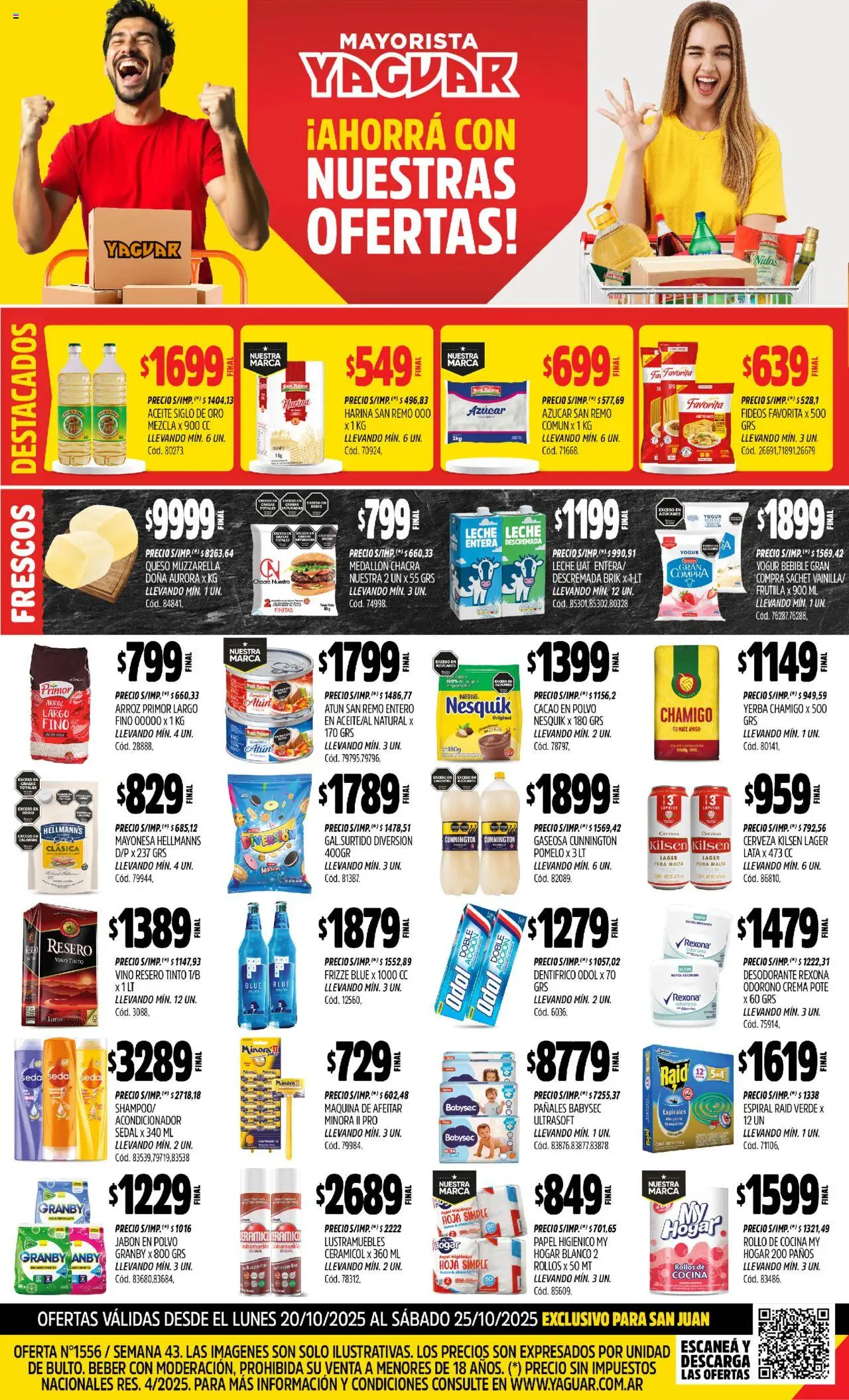 Yaguar - San Juan │ válido desde el 20.10.2025 | Página: 1 | Productos: Mayonesa, Leche, Yogur, Pañales