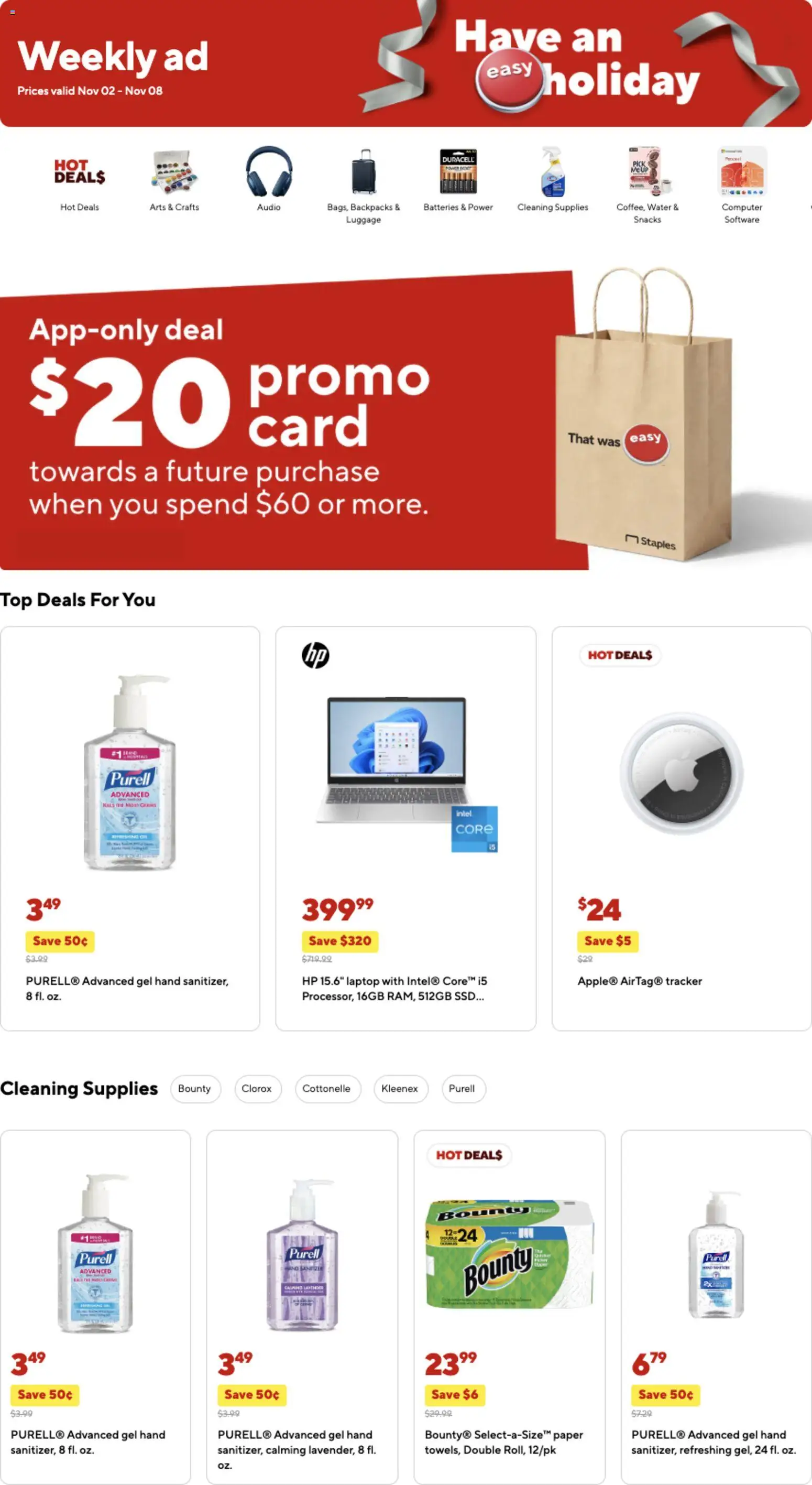 Staples Weekly Ad - valid from 02.11.2025 | Page: 1 | Products: Water, Computer, Laptop, SSD