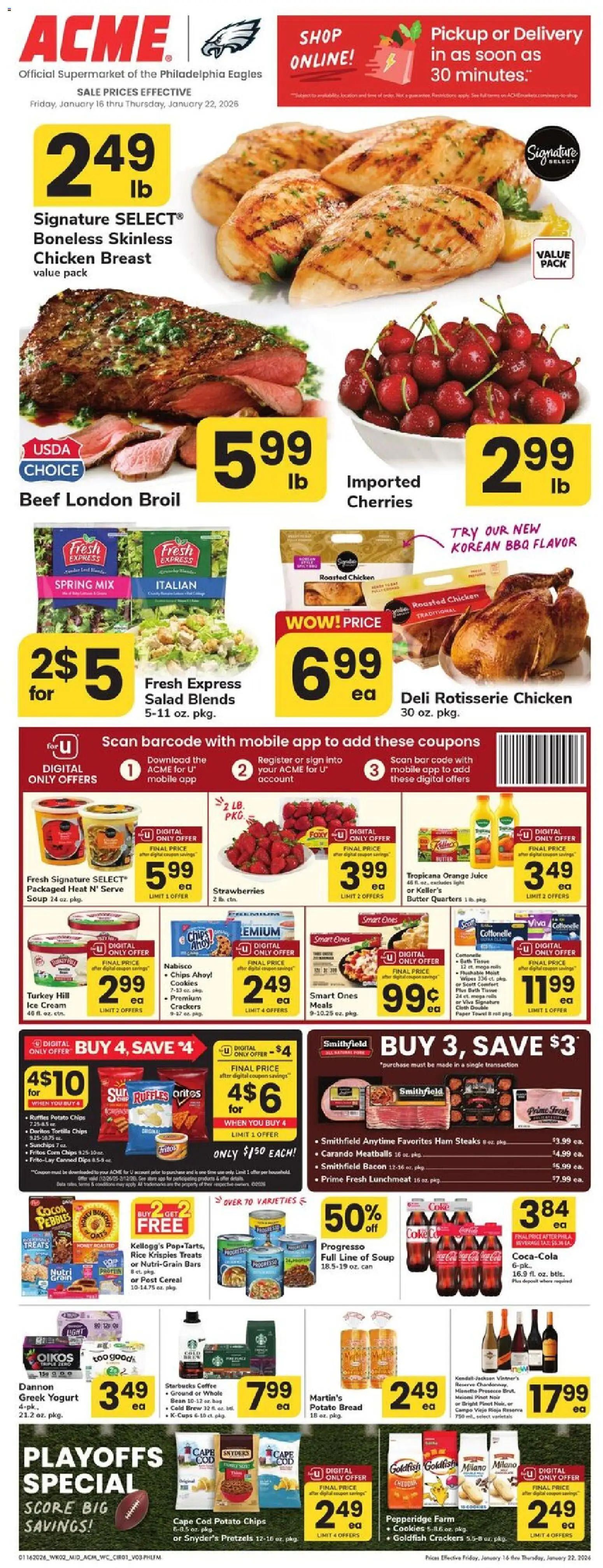Acme Weekly Ad - valid from 16.01.2026 | Page: 1 | Products: Corn, Cherries, Butter, Juice