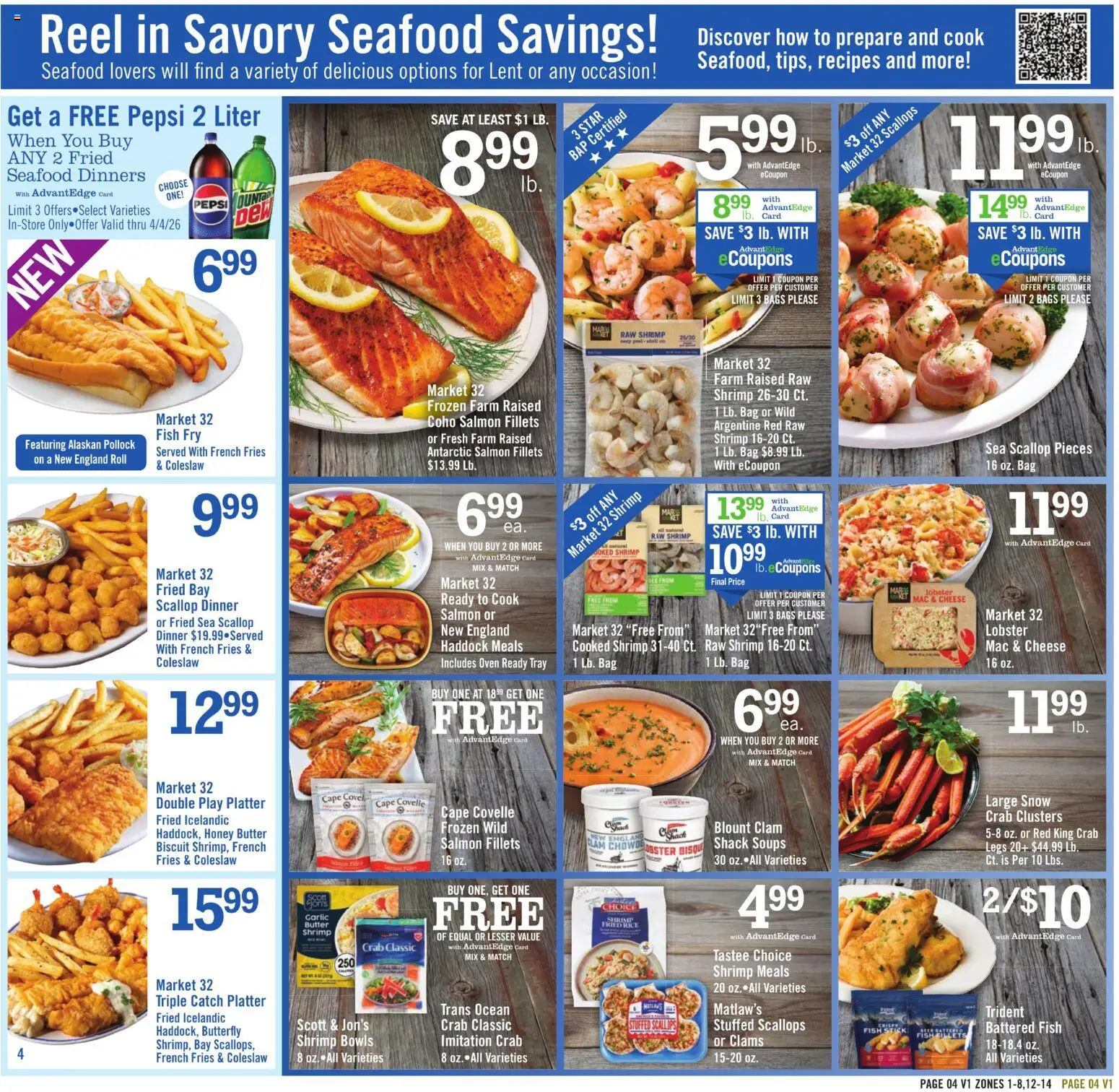 Price Chopper Weekly Ad - valid from 15.02.2026 | Page: 4 | Products: Fish, Seafood, Garlic, Oven