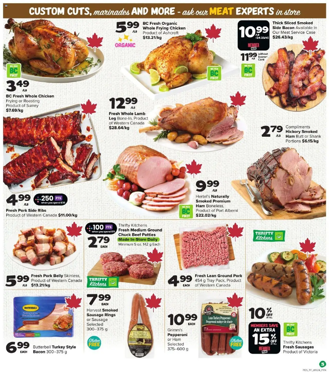 Thrifty Foods flyer valid from 09.10.2025 | Page: 6 | Products: Turkey, Case, Ham, Chicken