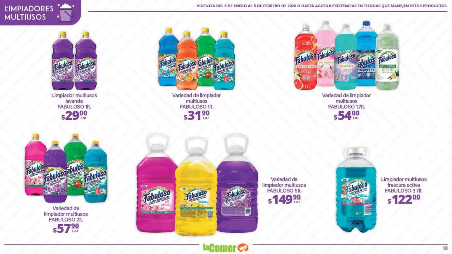 Nuevas ofertas de La Comer válidas en toda la República Mexicana desde el 09.01.2026. ¡Encuentra las mejores ofertas en La Comer folleto Limpia Desinfecta Organiza Ahorra! | Página: 10 | Productos: Limpiador
