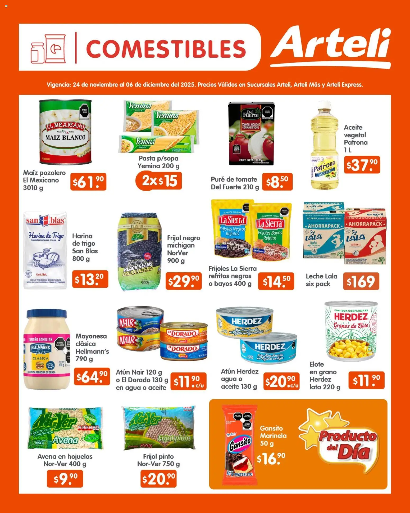 Nuevas ofertas de Arteli válidas en toda la República Mexicana desde el 24.11.2025. ¡Encuentra las mejores ofertas en Arteli folleto Quincenal! | Página: 4 | Productos: Mayonesa, Atún, Agua, Leche