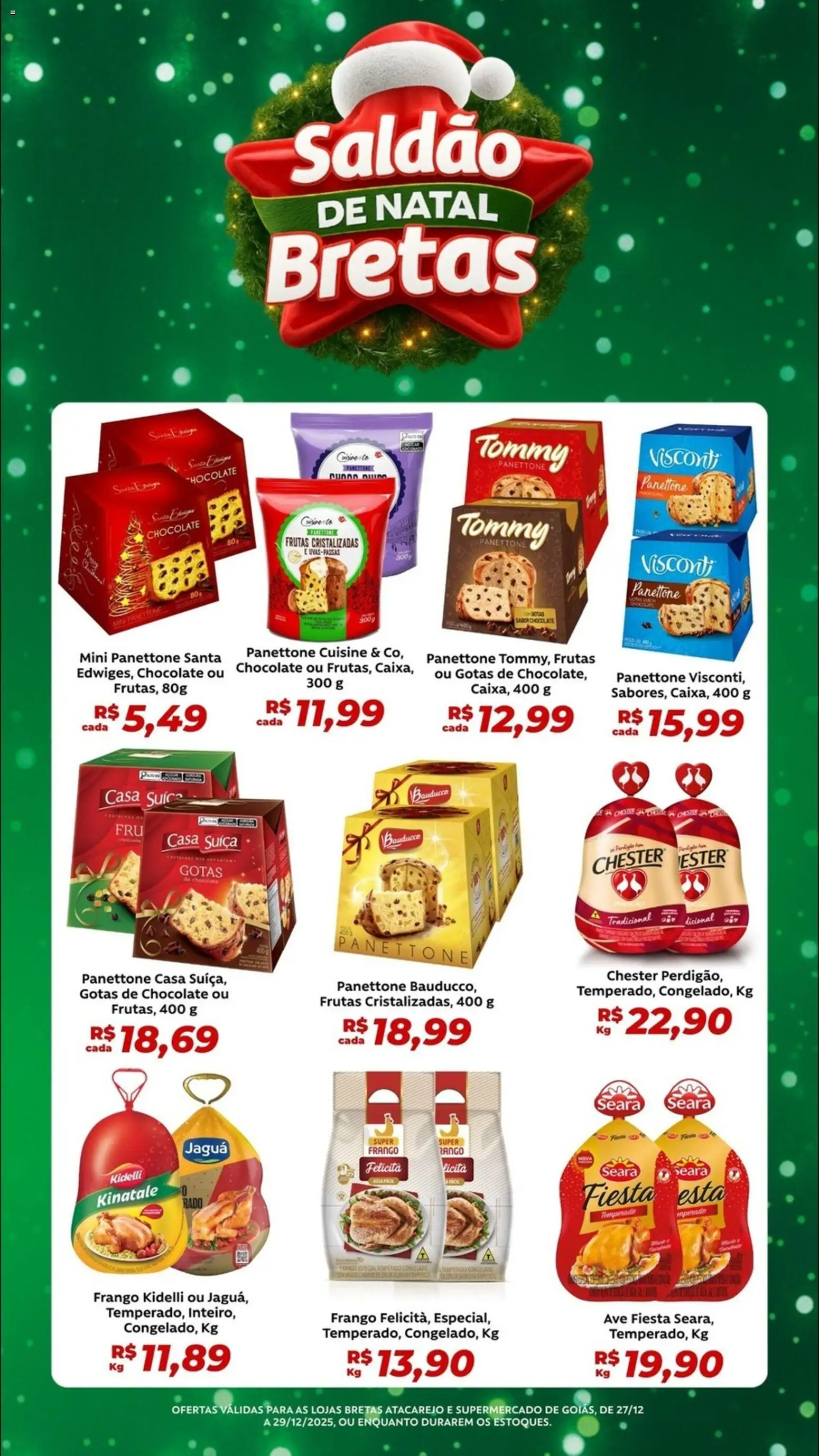 Bretas Folheto - válido de 27.12.2025 | Página: 1 | Produtos: Panettone, Chocolate, Frango, Frutas cristalizadas